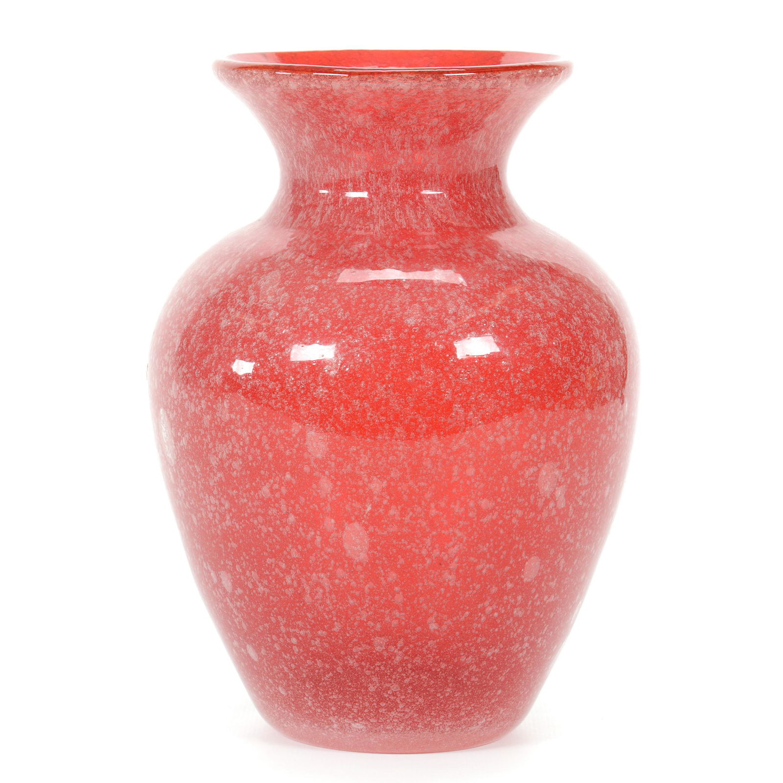 Vase, Red Cased Art Glass With Controlled Bubbles (1 of 3)
