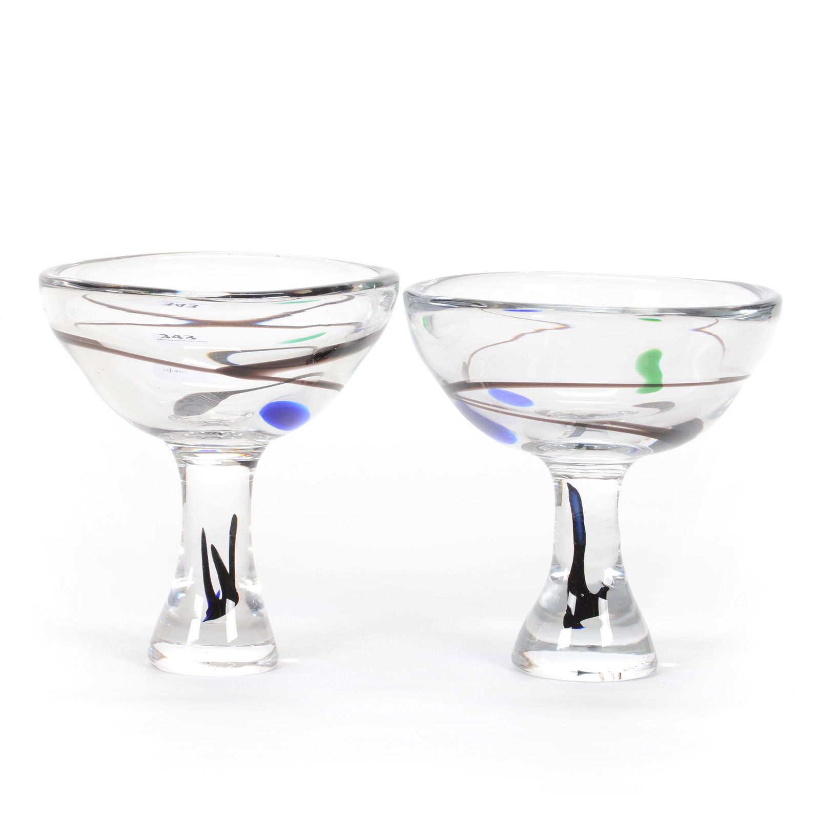 (2) Pedestal Bowls Signed Kosta Boda Art Glass (1 of 4)