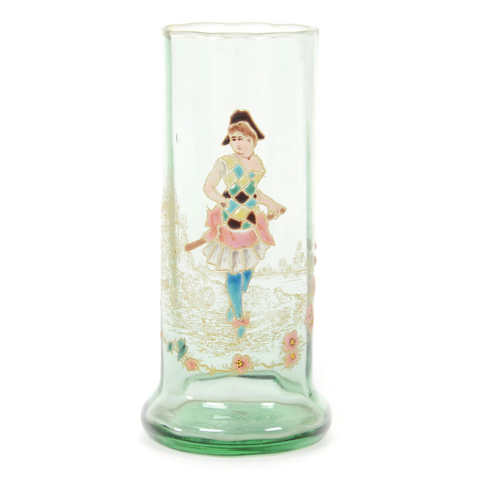 Vase, Green Optic Rib Art Glass By Rossler (1 of 3)