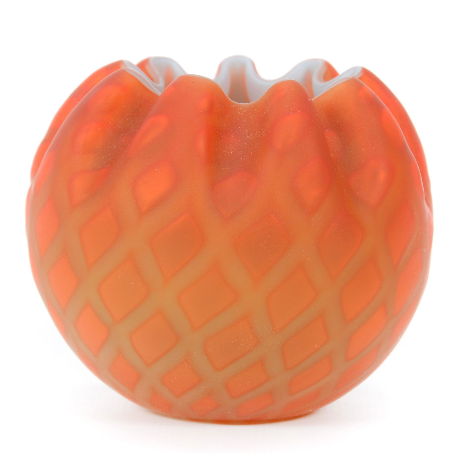 Rose Bowl, Watermelon Satin MOP Art Glass (1 of 3)