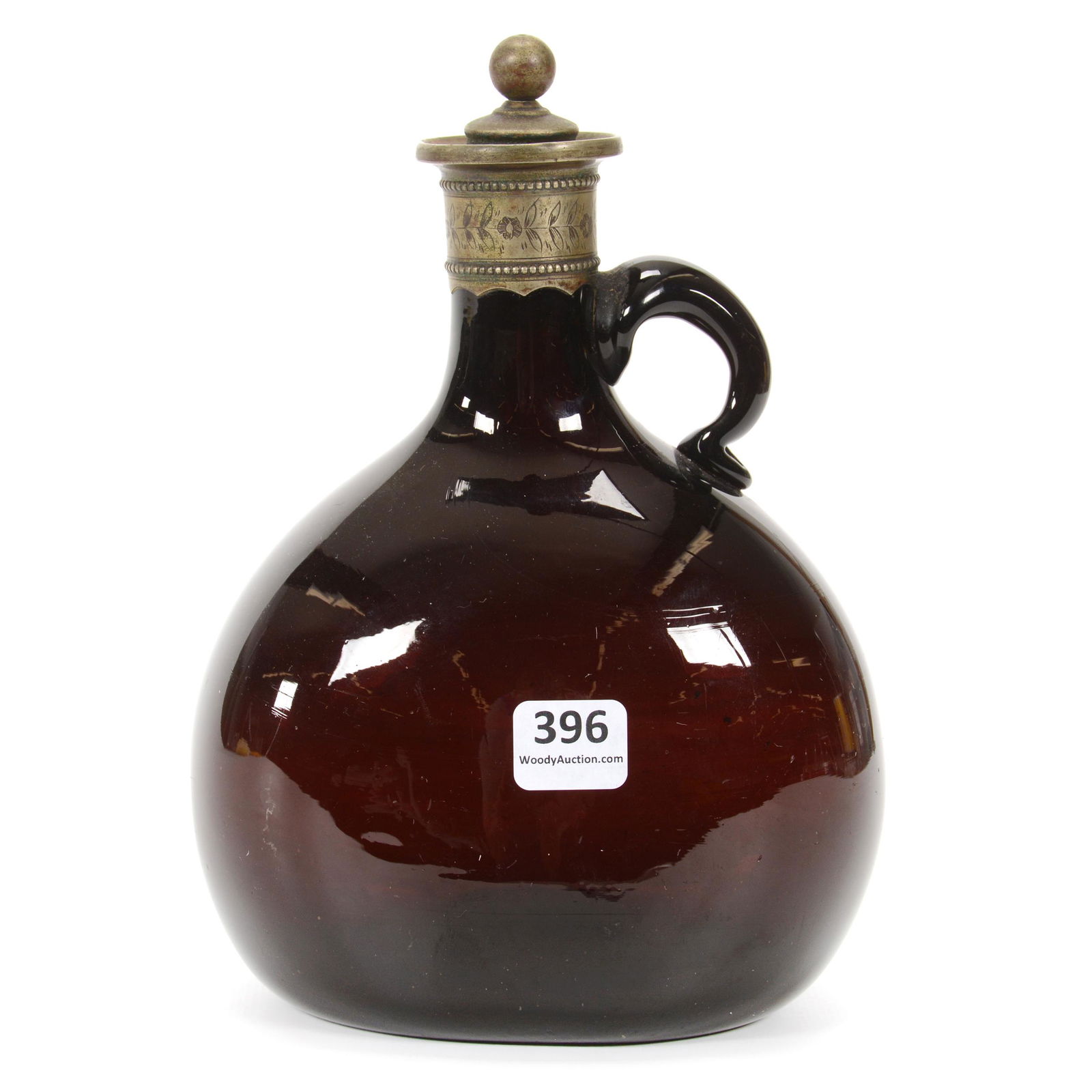 Handled Jug, Dark Amber Art Glass (1 of 4)