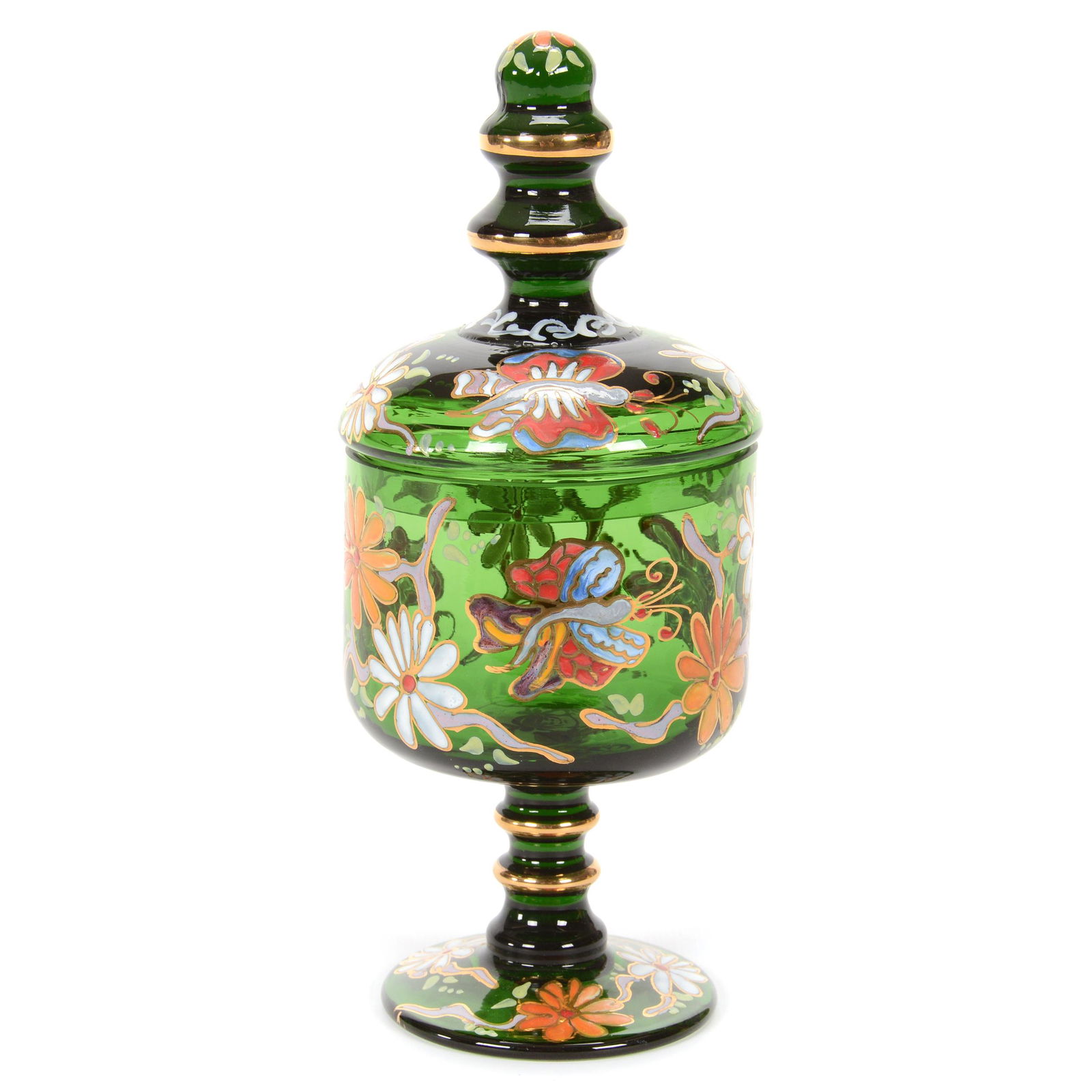 Pedestal Covered Jar Signed Royo Spanish Art Glass (1 of 4)
