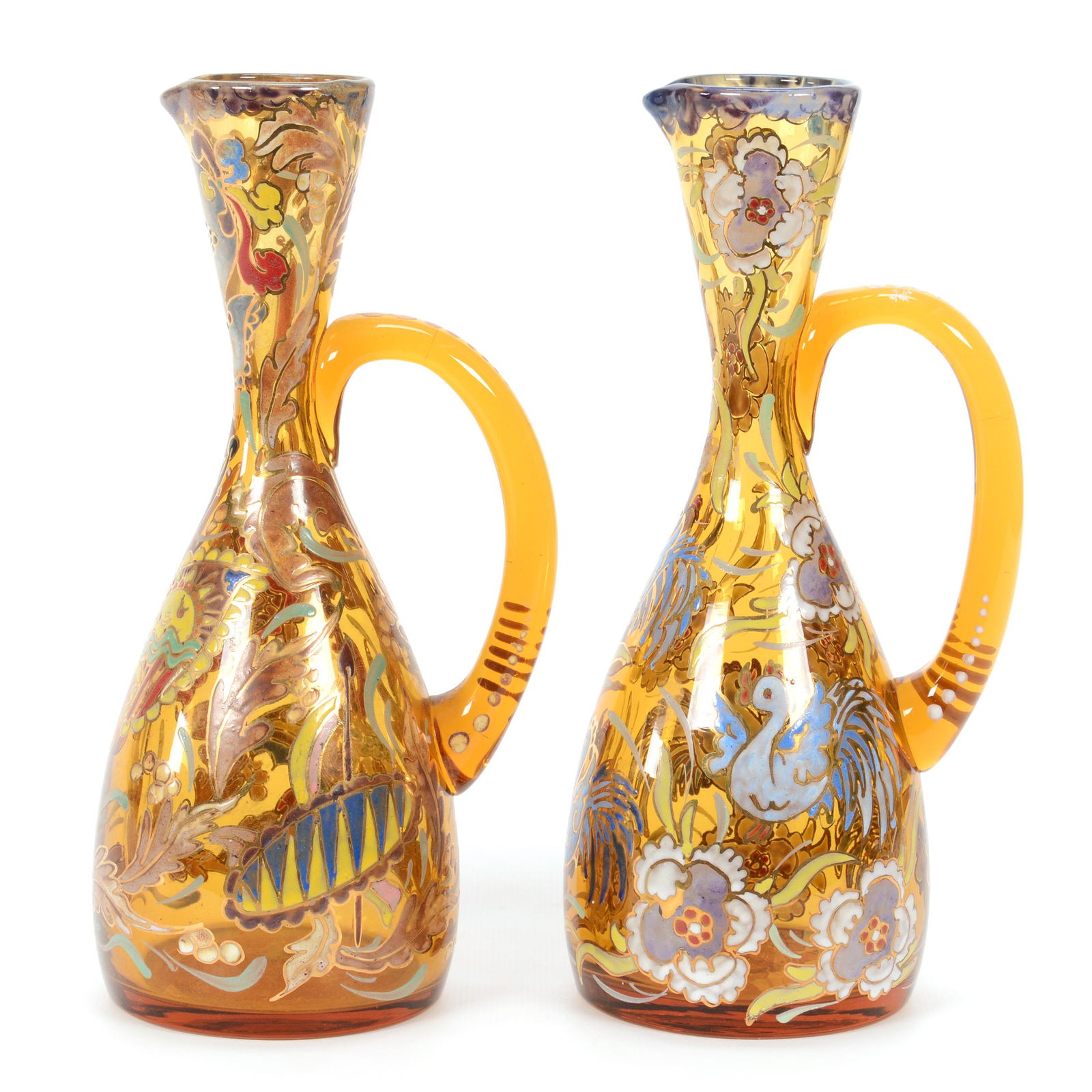 (2) Handled Carafes Signed Royo Spanish Art Glass (1 of 5)