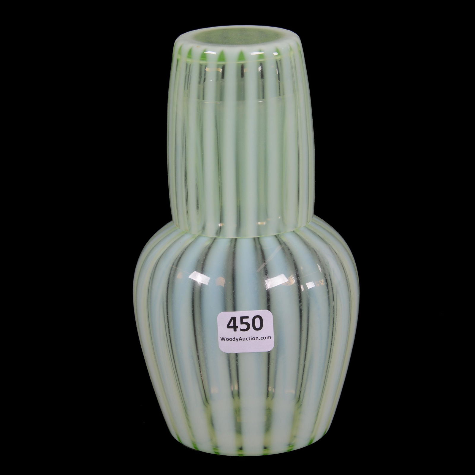 Tumble-Up, Vaseline Opalescent Stripe Art Glass (1 of 3)