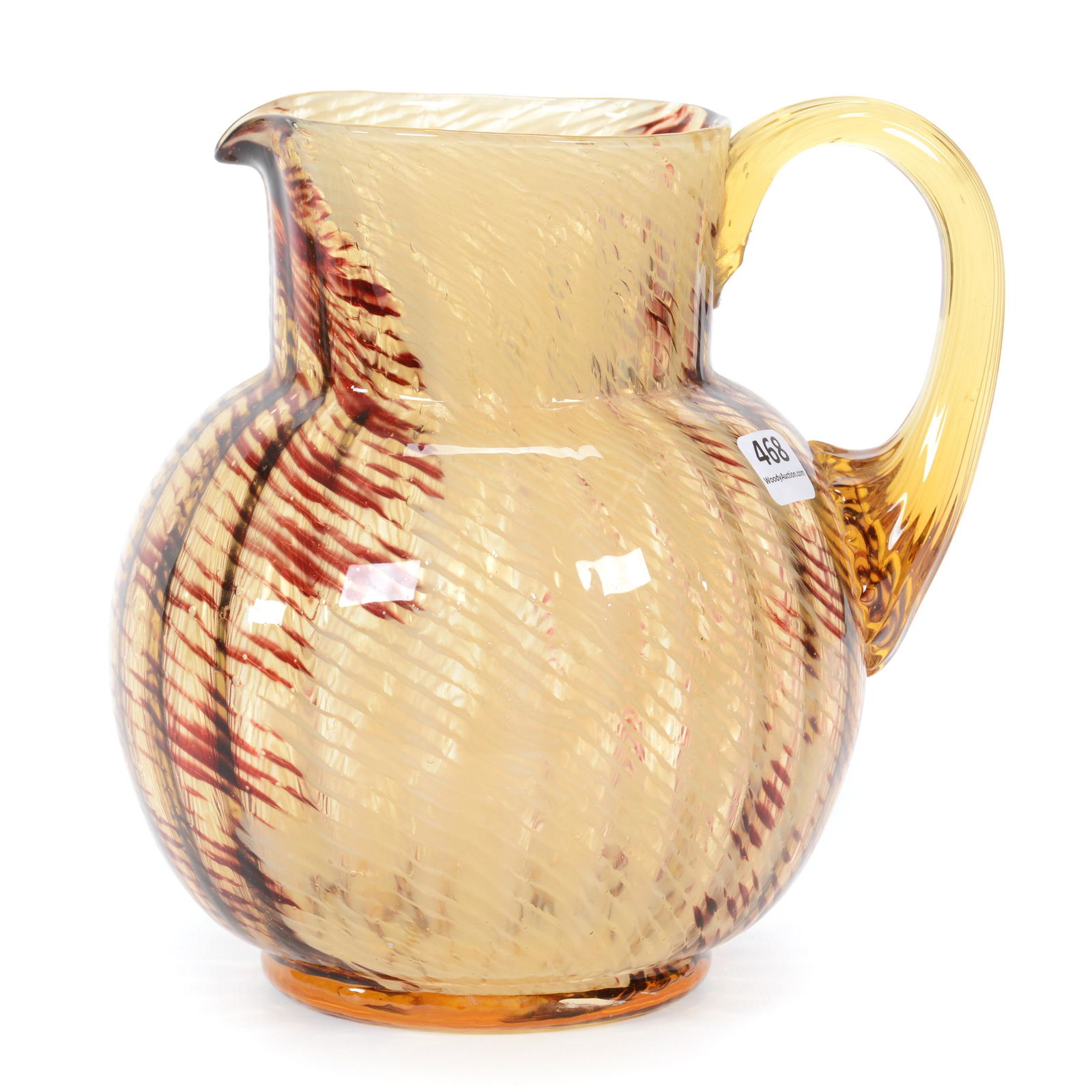 Water Pitcher, Optic Rib Tortoise Shell Art Glass (1 of 3)
