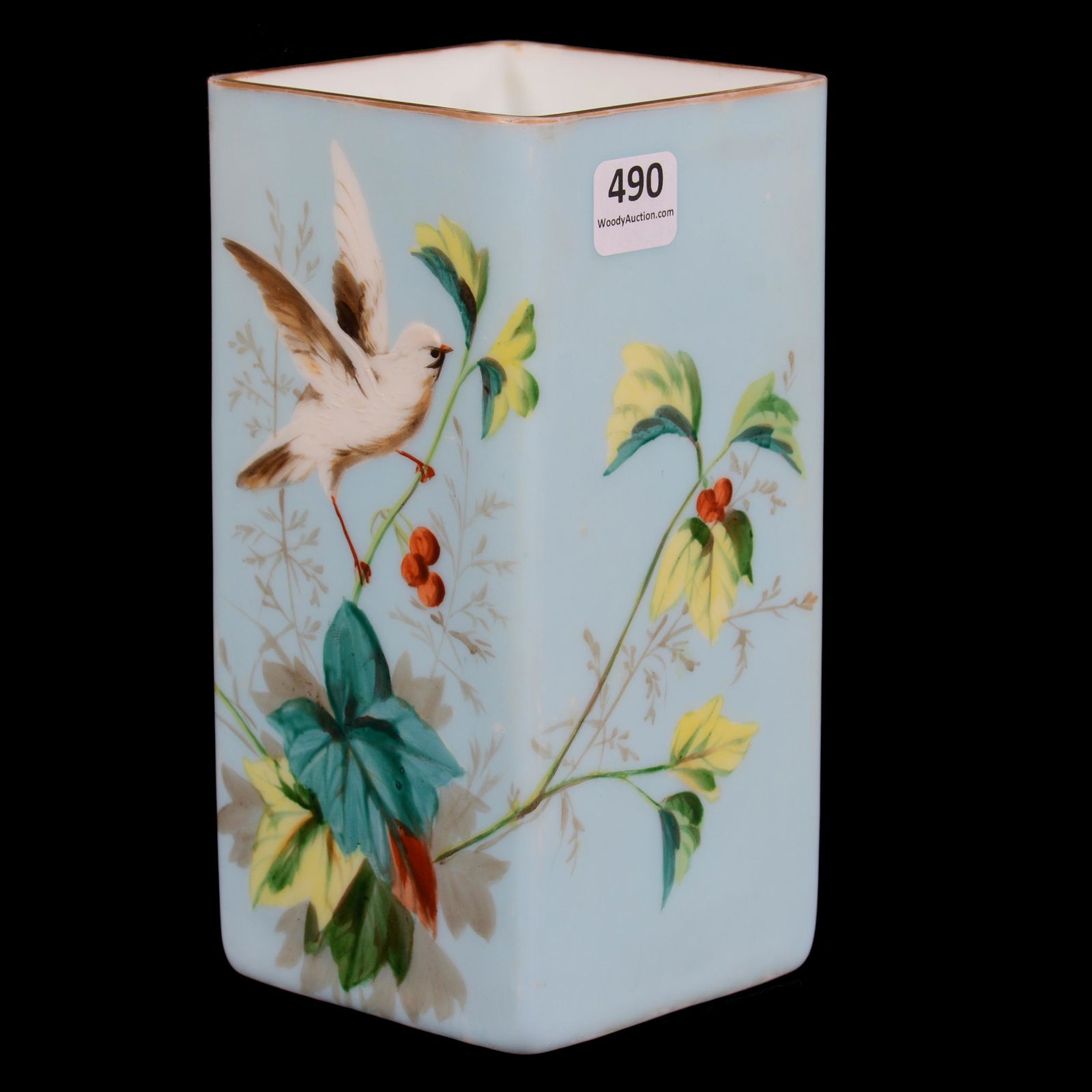 Square Vase, Unmarked Mt. Washington Art Glass (1 of 3)