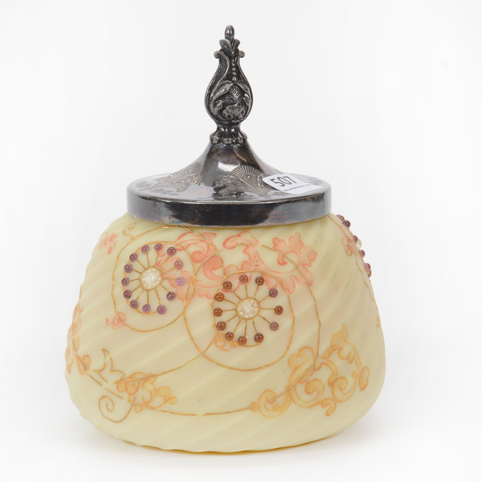 Covered Jar Marked Crown Milano Art Glass (1 of 3)