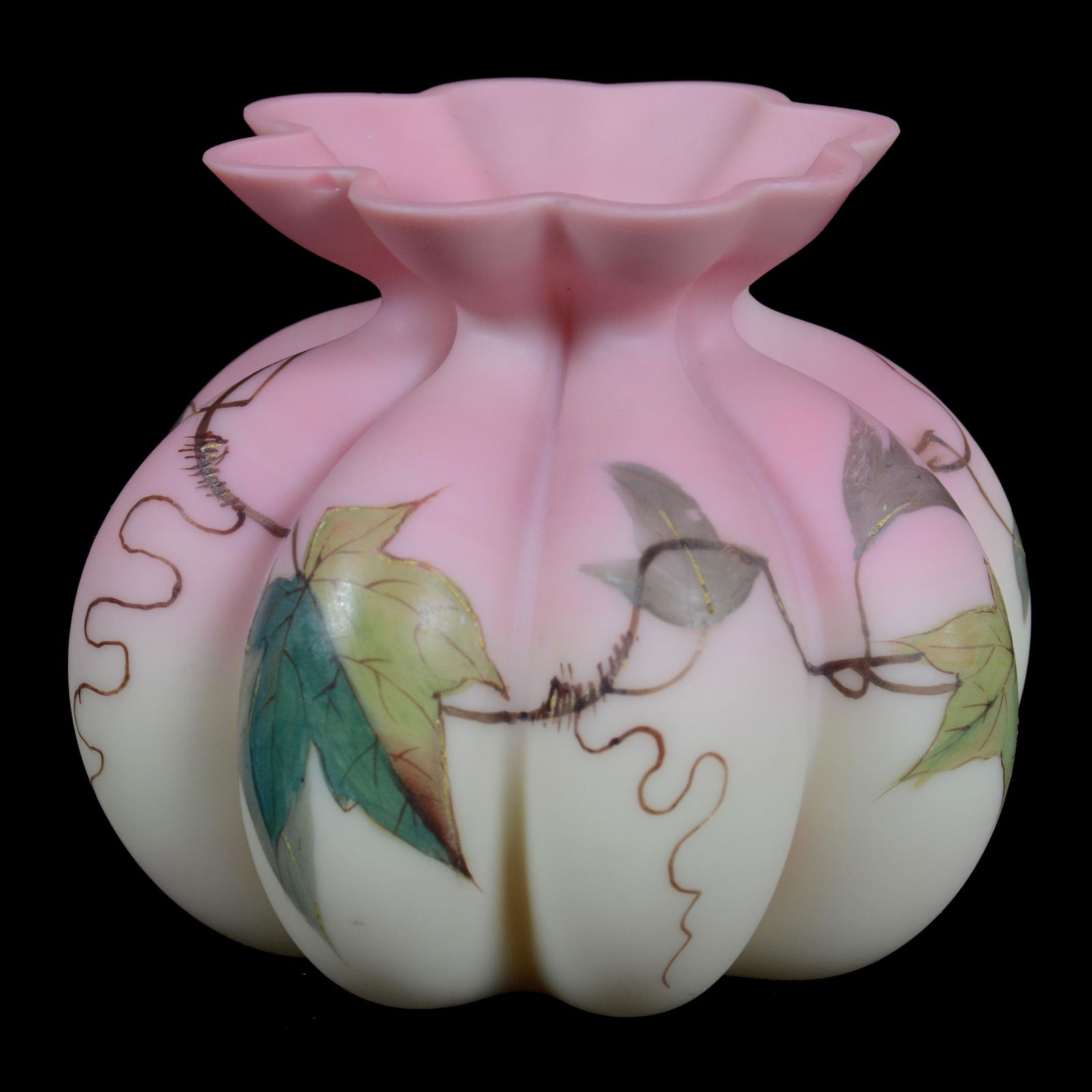 Vase, Decorated Burmese Art Glass (1 of 5)