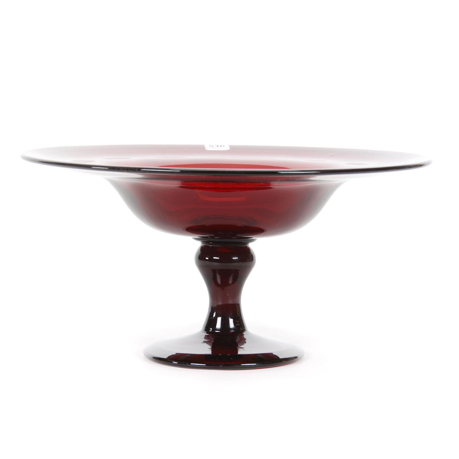 Center Compote, Deep Selenium Red Art Glass (1 of 3)