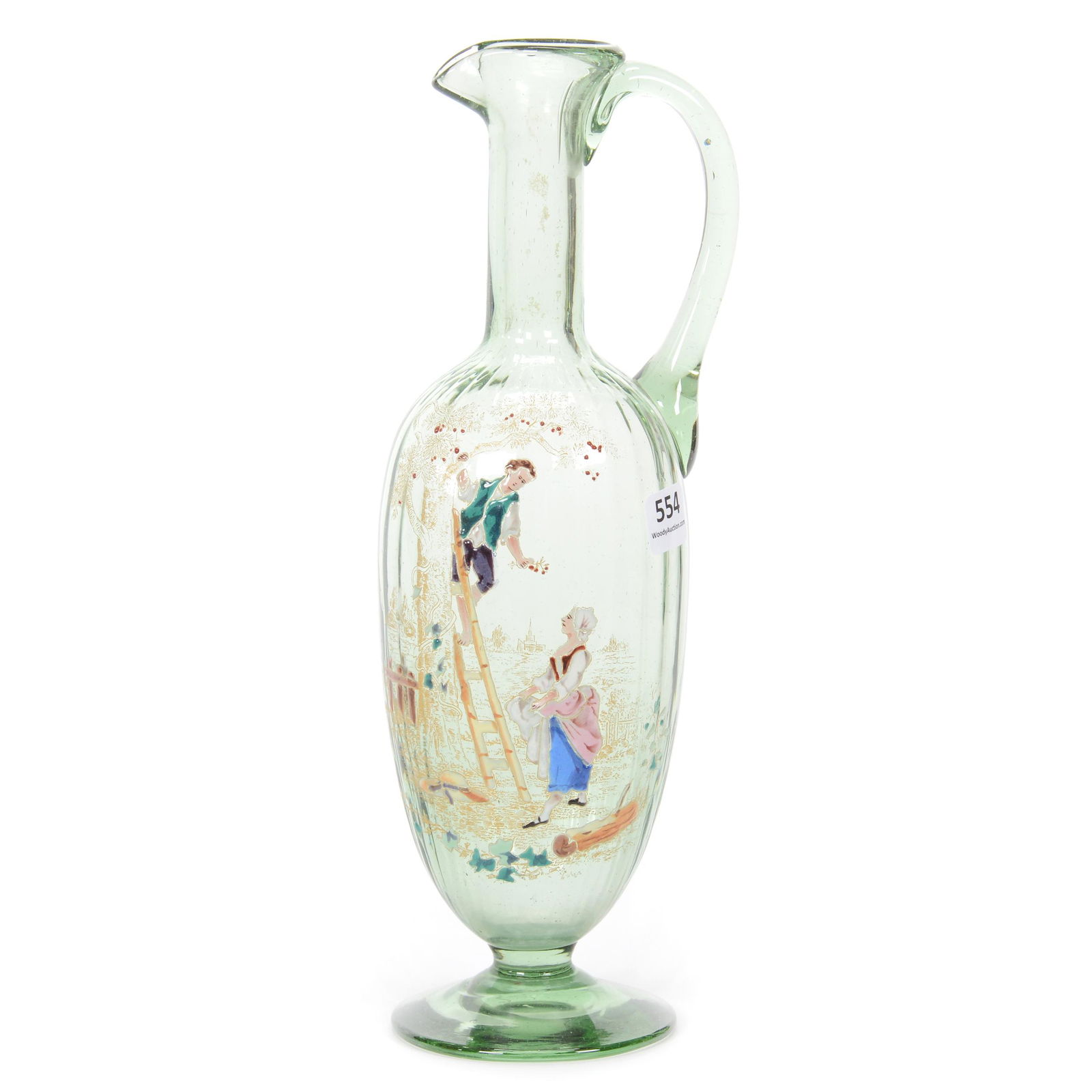 Pedestal Decanter, Solid Green Optic Rib (1 of 3)