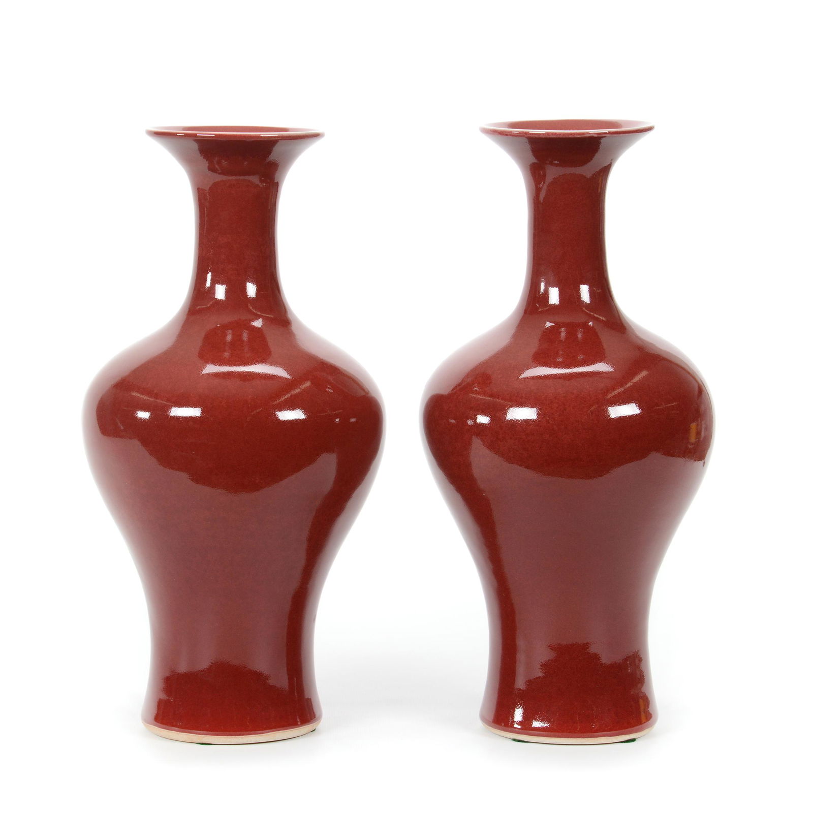 Pair Vases, Sang De Boeuf Chinese Porcelain, Unmarked (1 of 2)