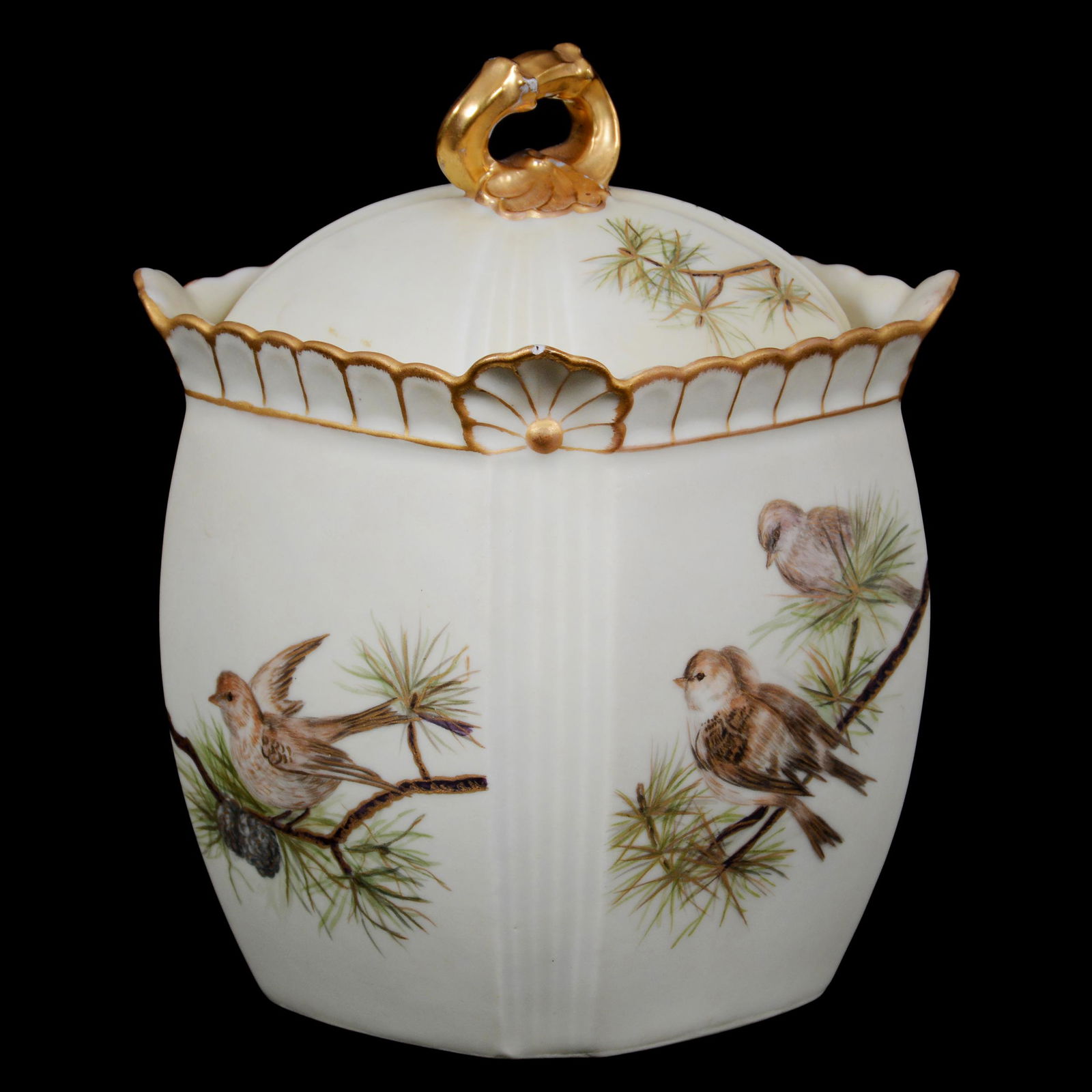 Biscuit Jar, Unmarked Limoges Porcelain (1 of 4)