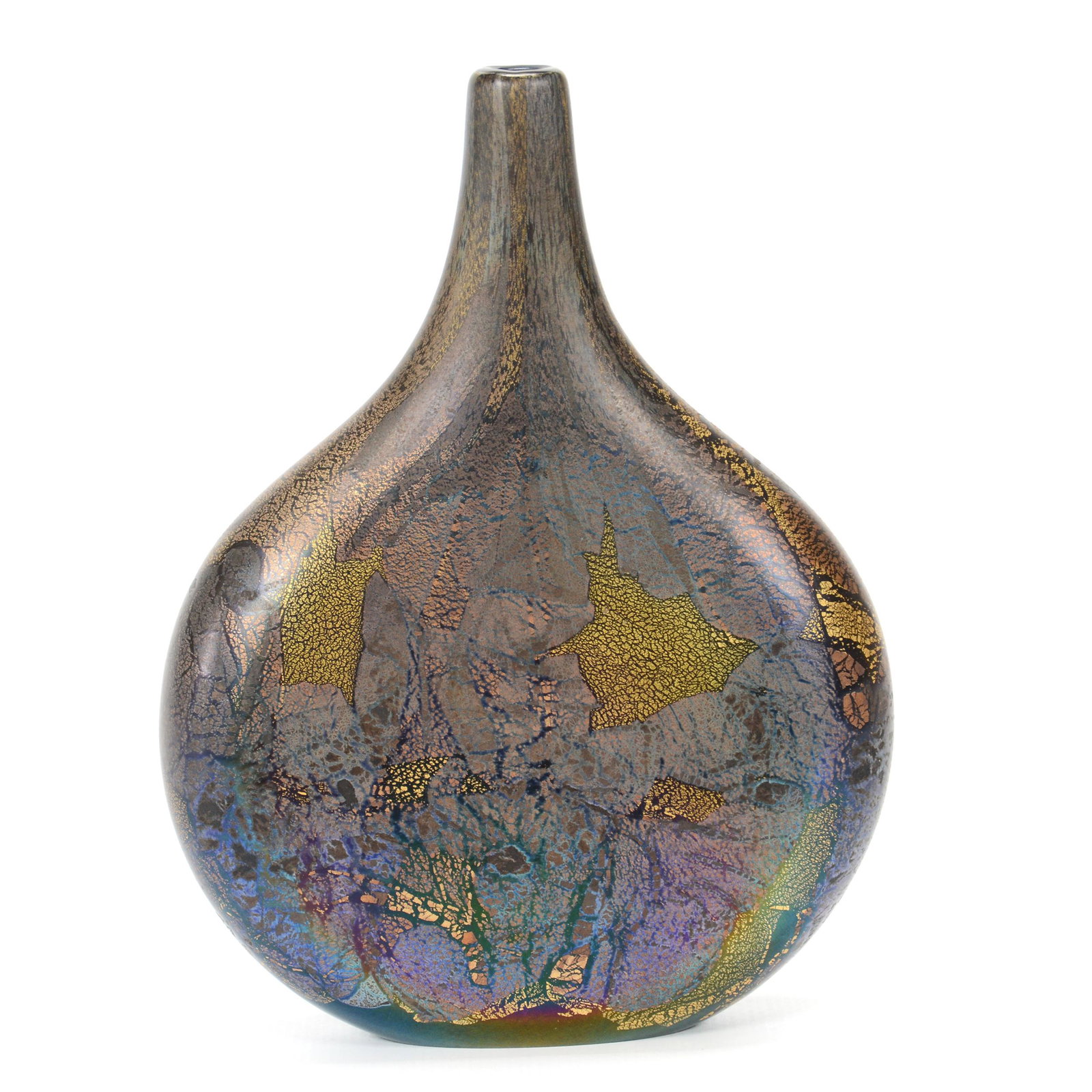 Vase, Contemporary Glass Signed Ilse Of Wight: Vase, Contemporary Glass Signed Ilse Of Wight, 6.25” x 4.5", Iridescent Amethyst, Gold Mica Highlights, John Lolley Estate. Mr. Lolley Regularly Marked Items In His Collection With A Museum Quality