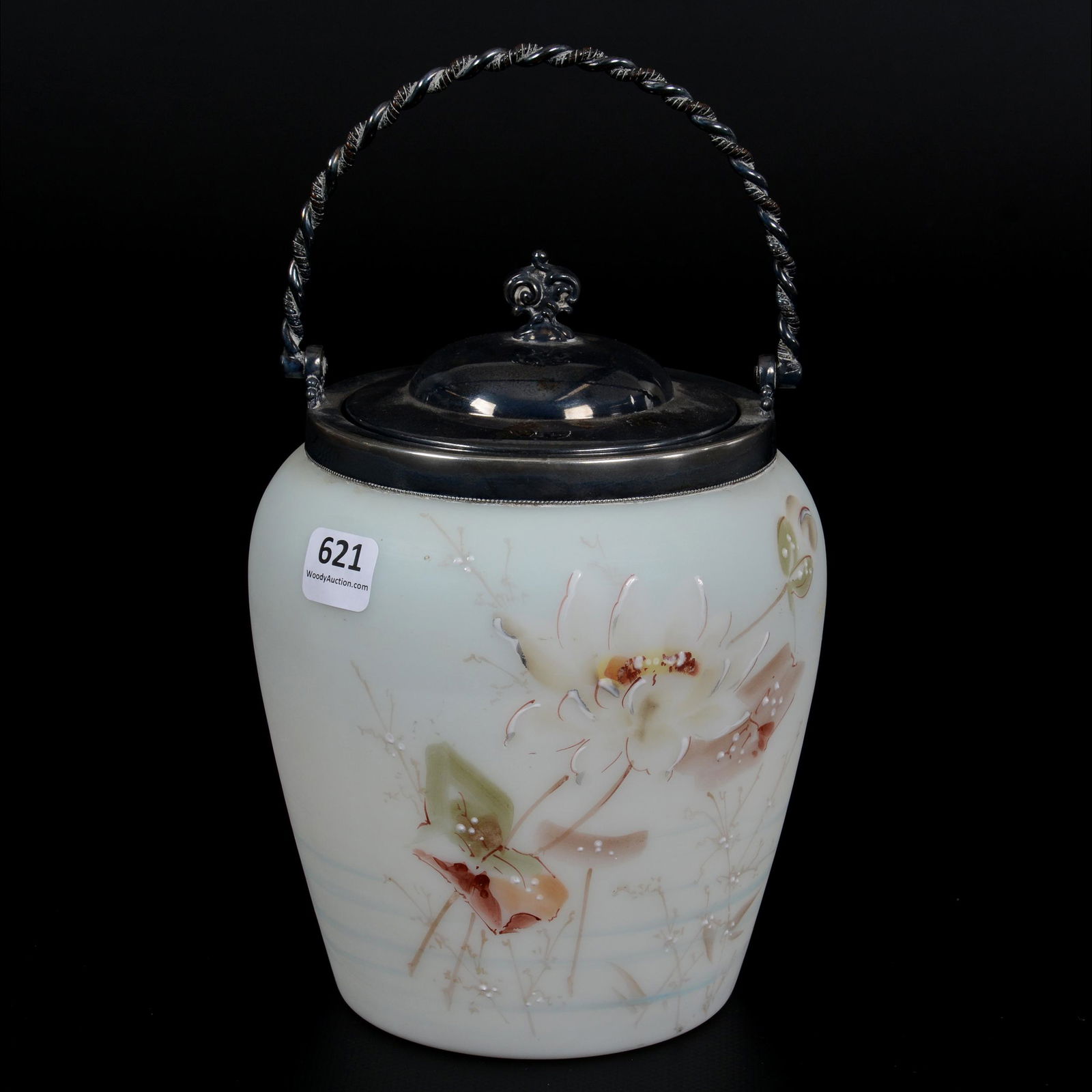 Biscuit Jar, Unmarked Wave Crest Art Glass (1 of 3)