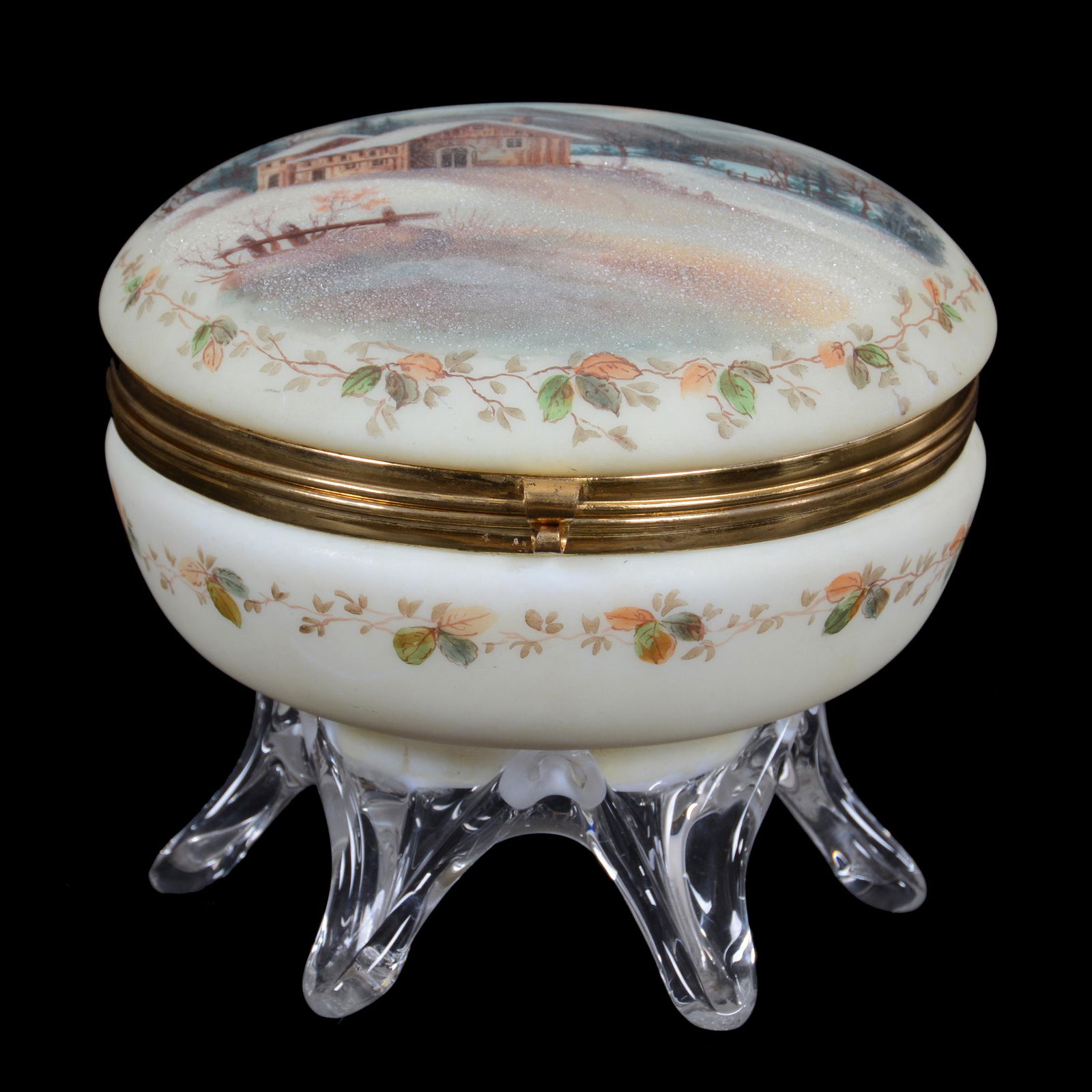 Jewel Box, White Opaline Art Glass (1 of 4)