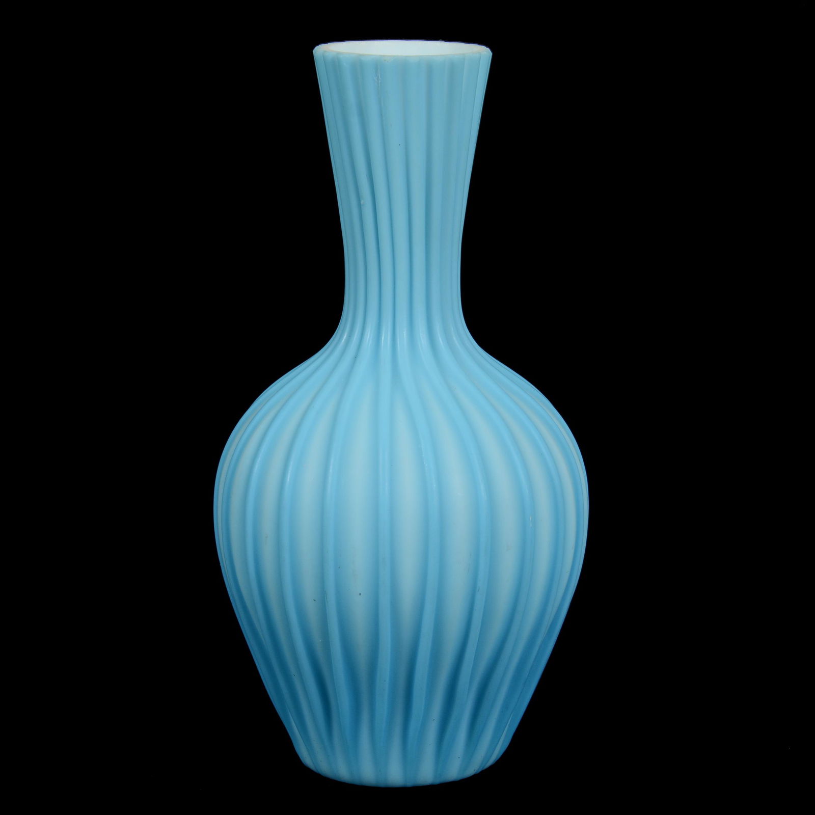 Vase, Blue Satin Cut Velvet Art Glass (1 of 2)