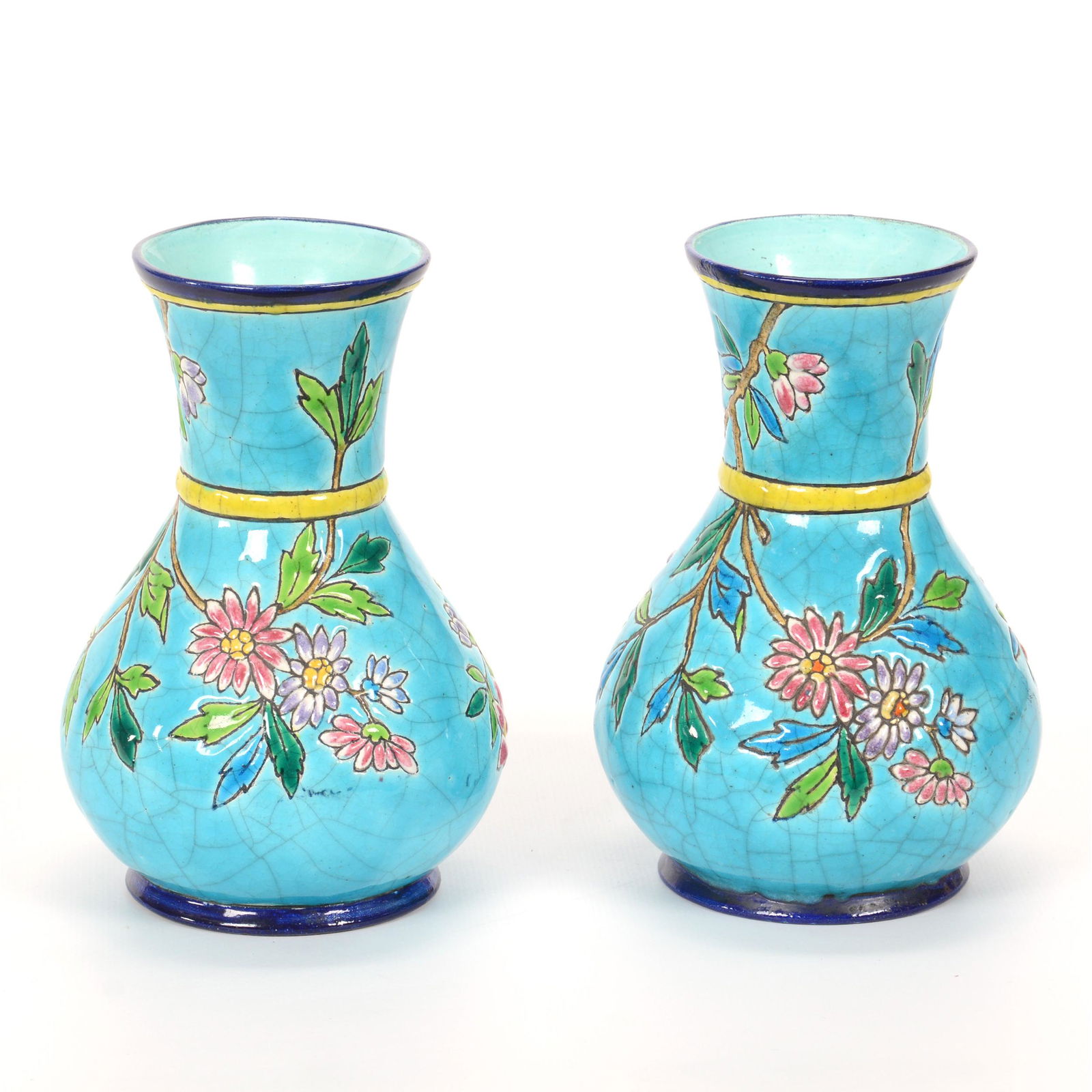 Pair Vases Signed Longwy Art Pottery (1 of 3)