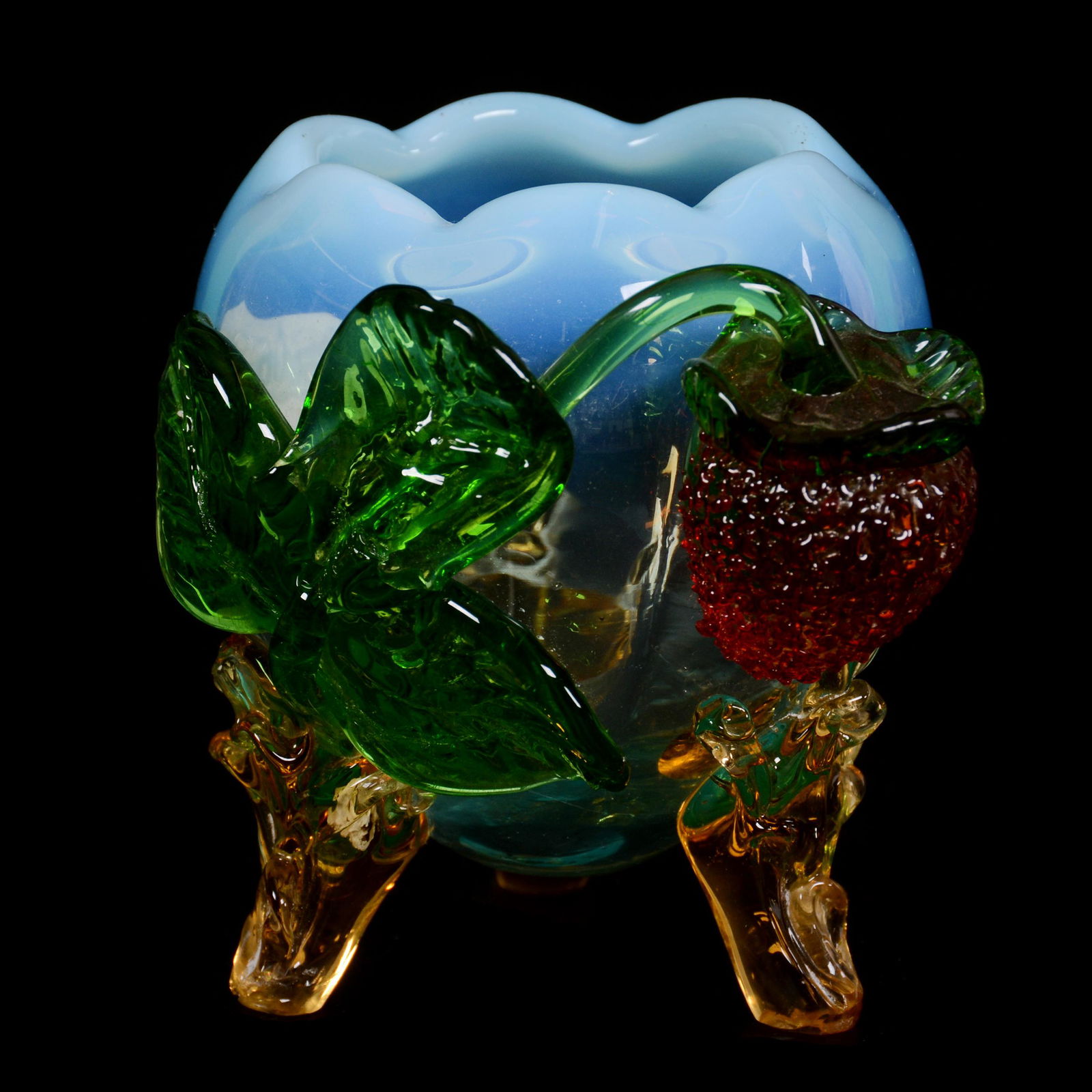 Footed Rose Bowl, Stevens & Williams Art Glass (1 of 3)
