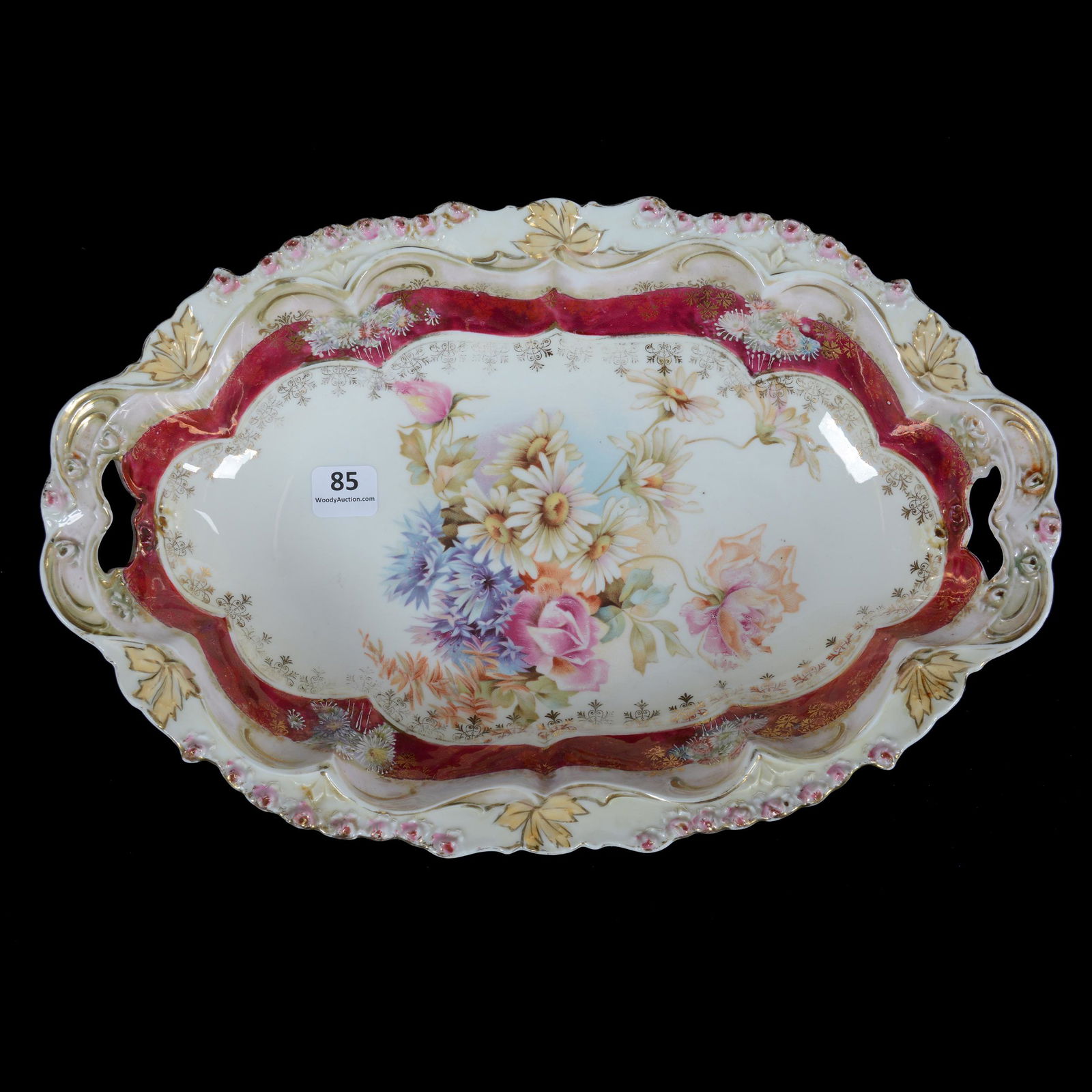 Bun Tray Marked R.S. Steeple Mark, Rosebud Mold (1 of 2)