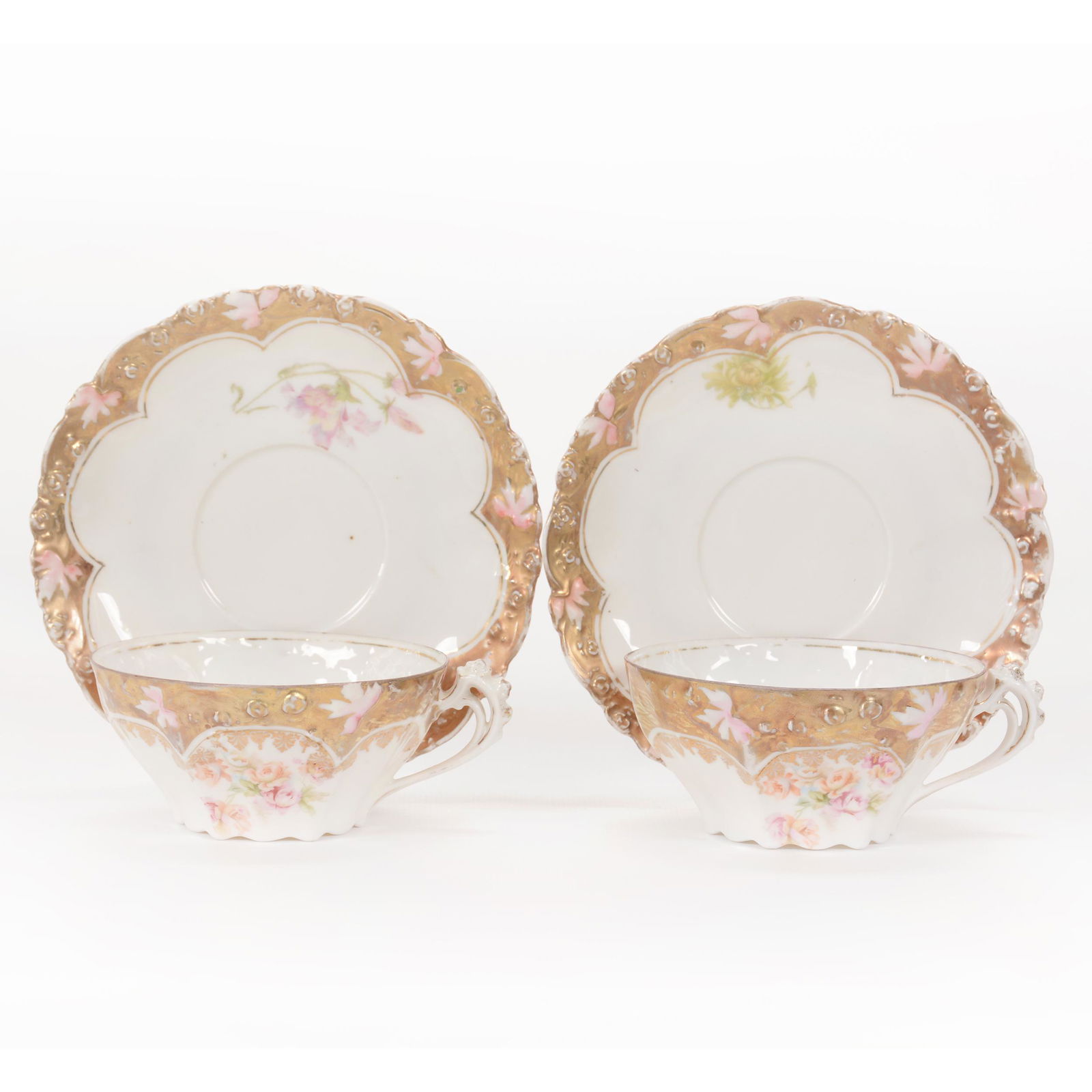 (2) Cups And Saucers, R.S. Steeple Mark, Rosebud Mold (1 of 3)