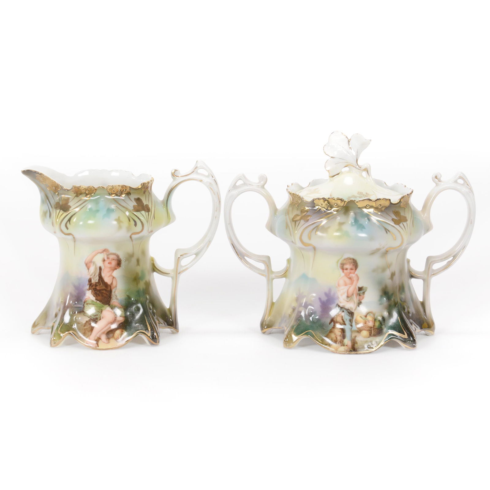 Creamer And Sugar Marked R. S. Prussia, Melon Eaters (1 of 3)