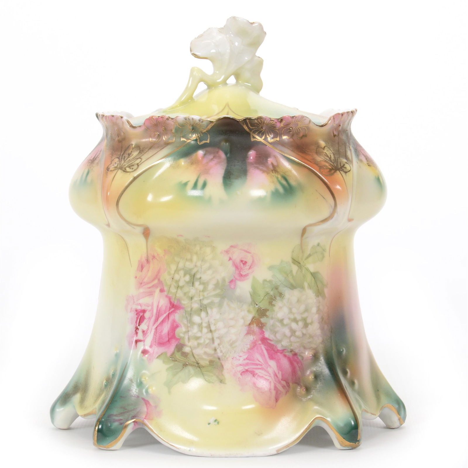 Biscuit Jar Marked R. S. Prussia, Point And Clover Mold (1 of 3)