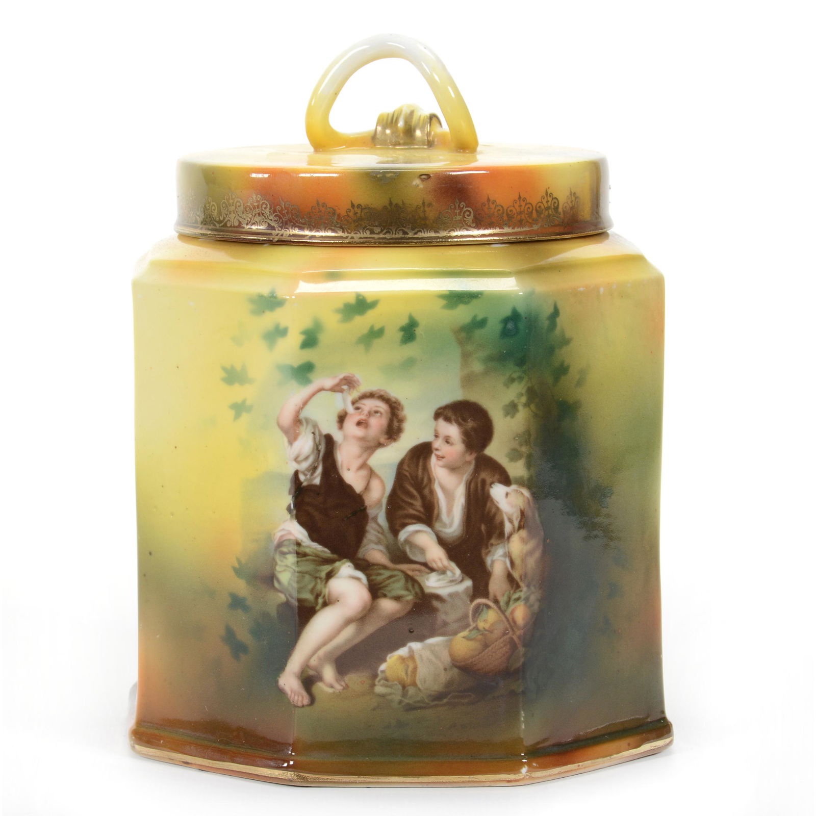 Biscuit Jar Marked R. S. Prussia, Melon Eaters Scenic (1 of 3)