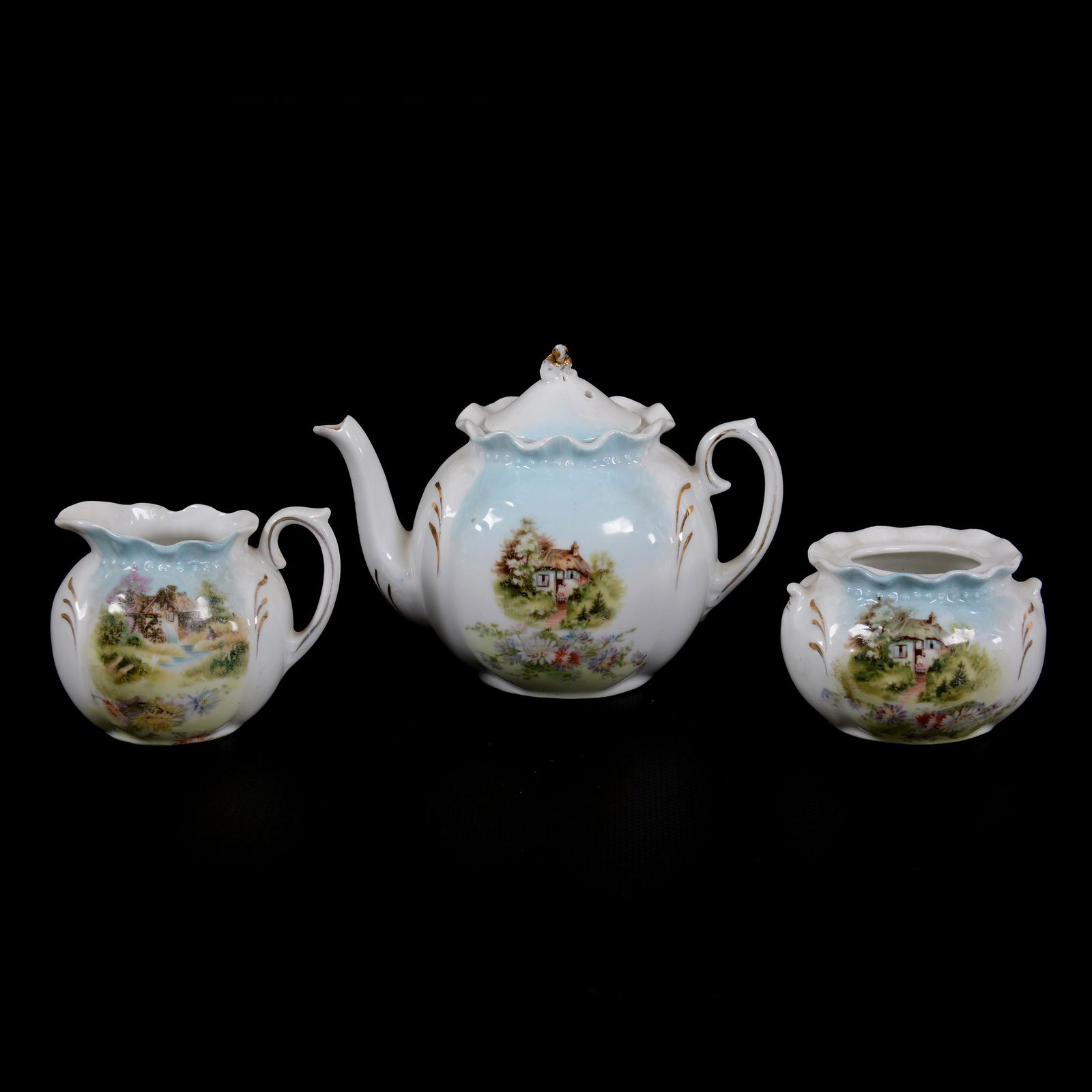 Child's Tea Set, Unmarked Prussia, Three Piece (1 of 4)