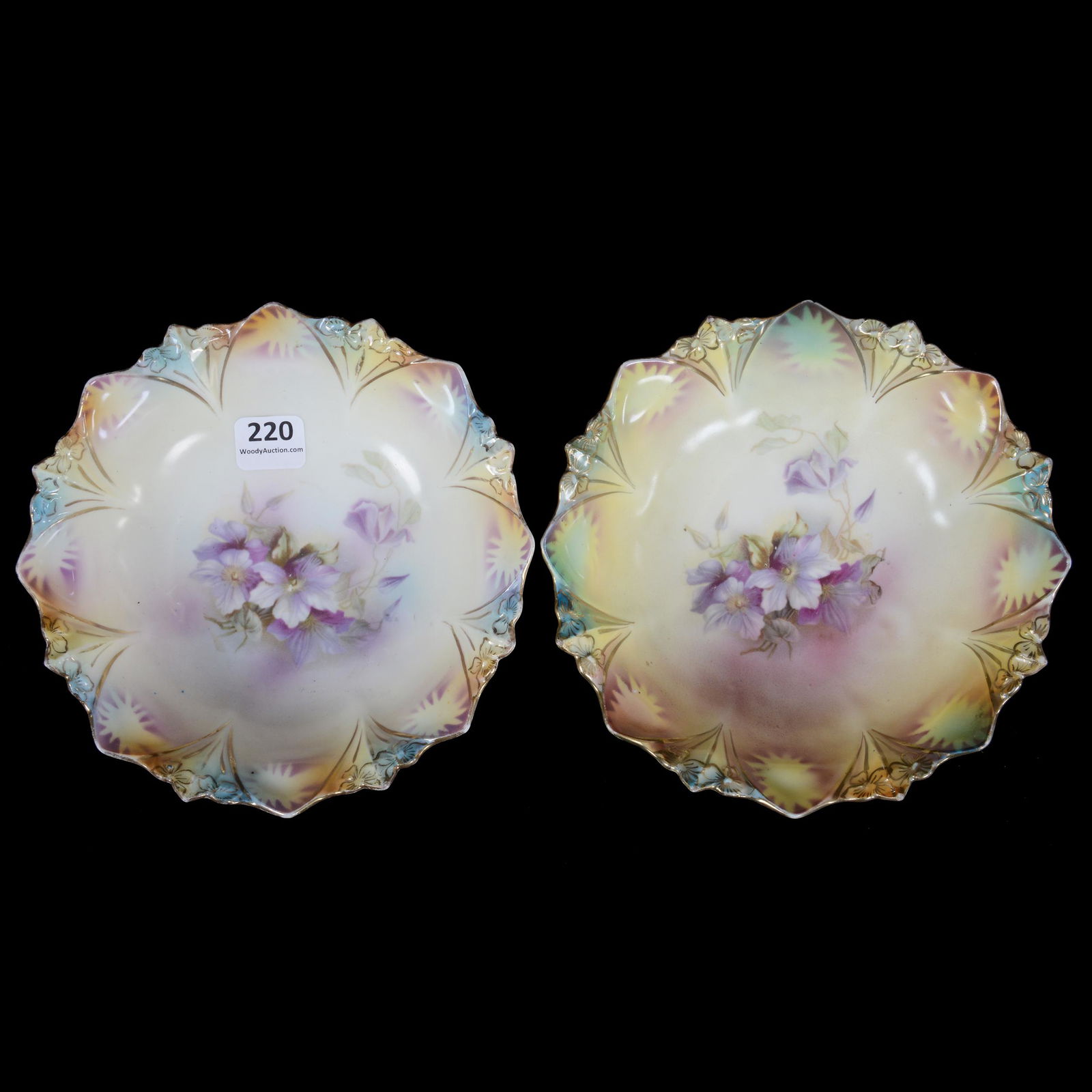 (2) Three Footed Bowls, Unmarked Prussia (1 of 2)