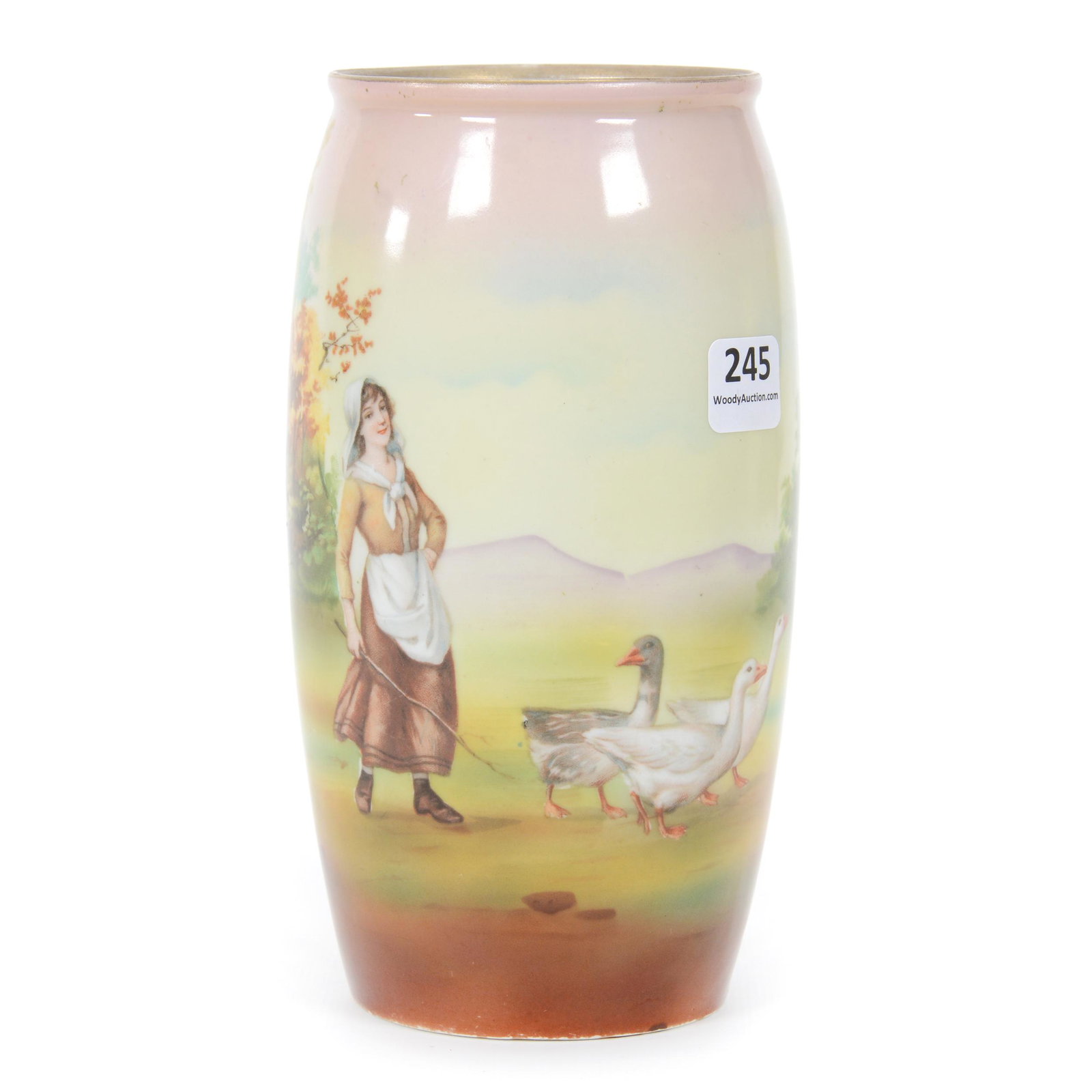 Vase, Royal Bayreuth (Blue Mark), Goose Girl Decor: Vase, Royal Bayreuth (Blue Mark), Goose Girl Decor, 7" x 3.75", Private Collection.