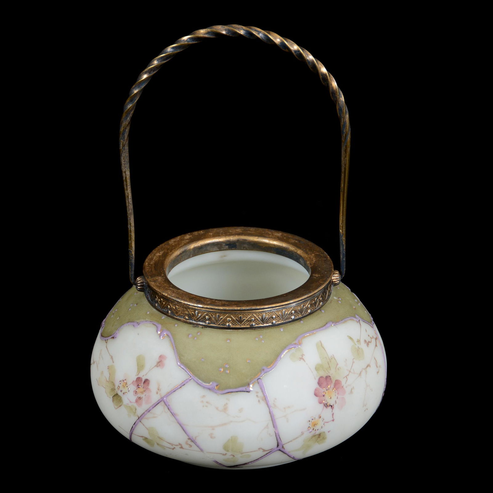 Sugar W/Bail, Unmarked Wave Crest Art Glass (1 of 3)