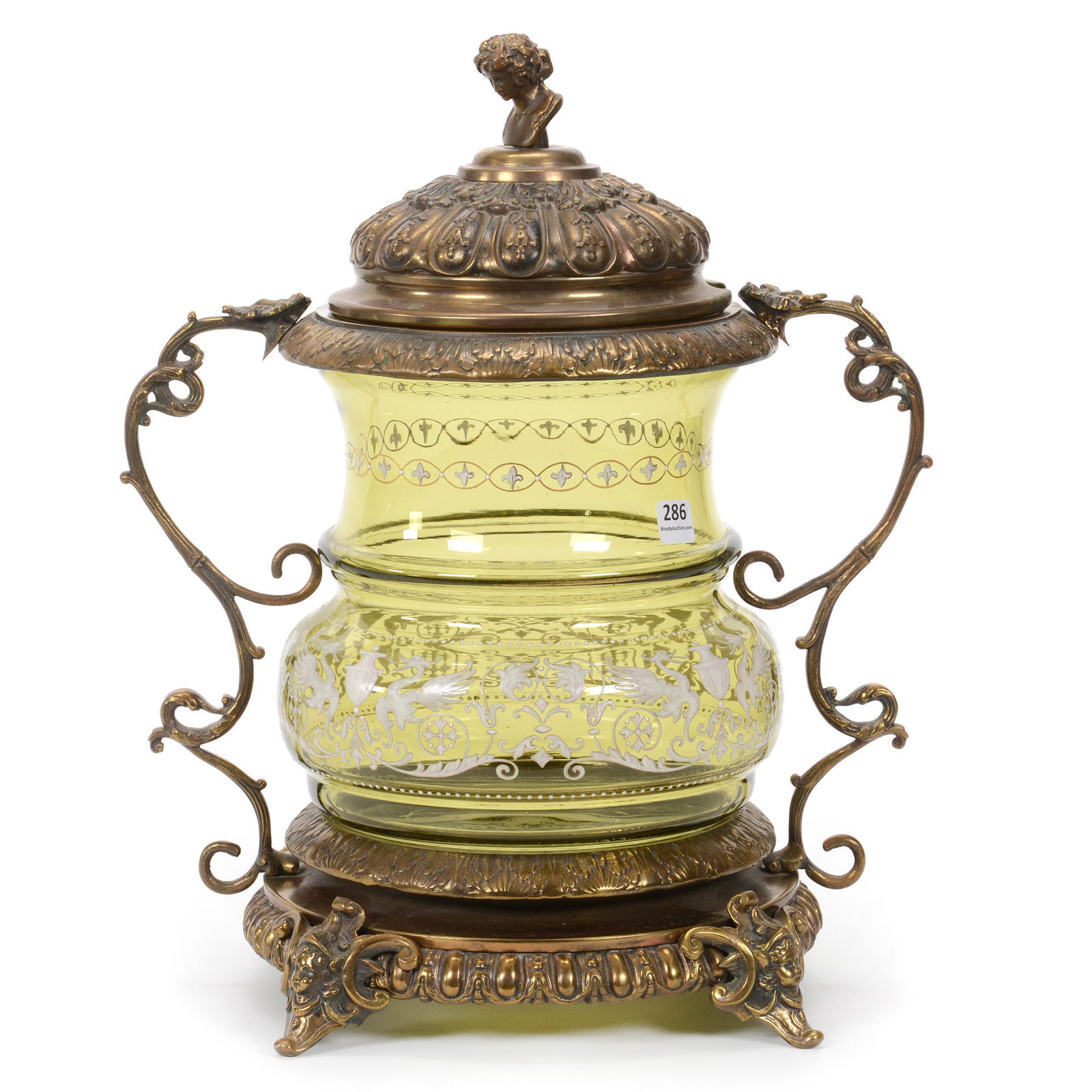 Mounted Punch Bowl, Bohemian Art Glass (1 of 3)