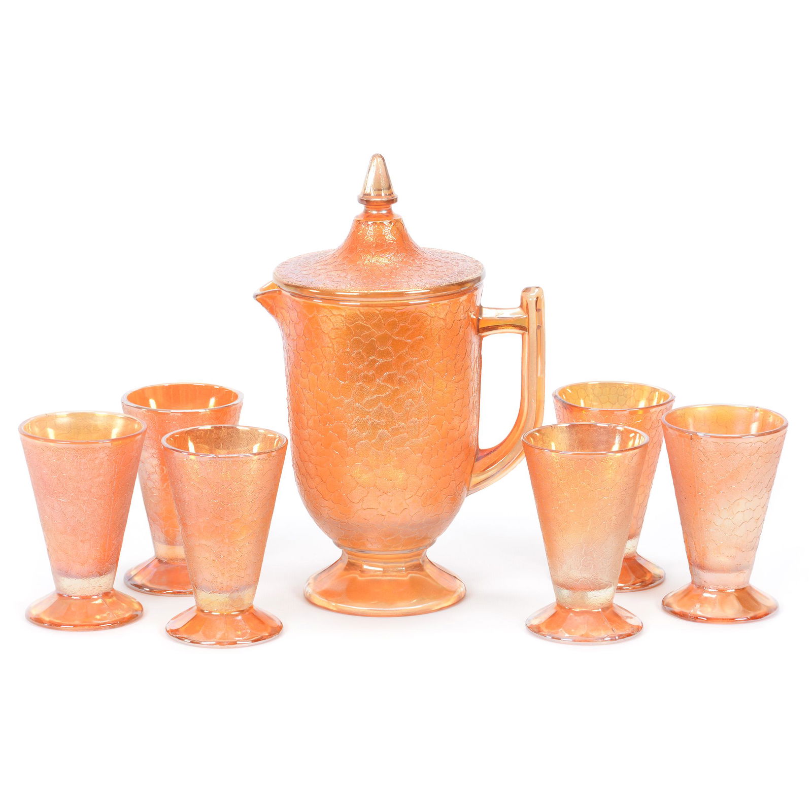 Carnival Glass Water Set, Crackle Pattern (1 of 3)