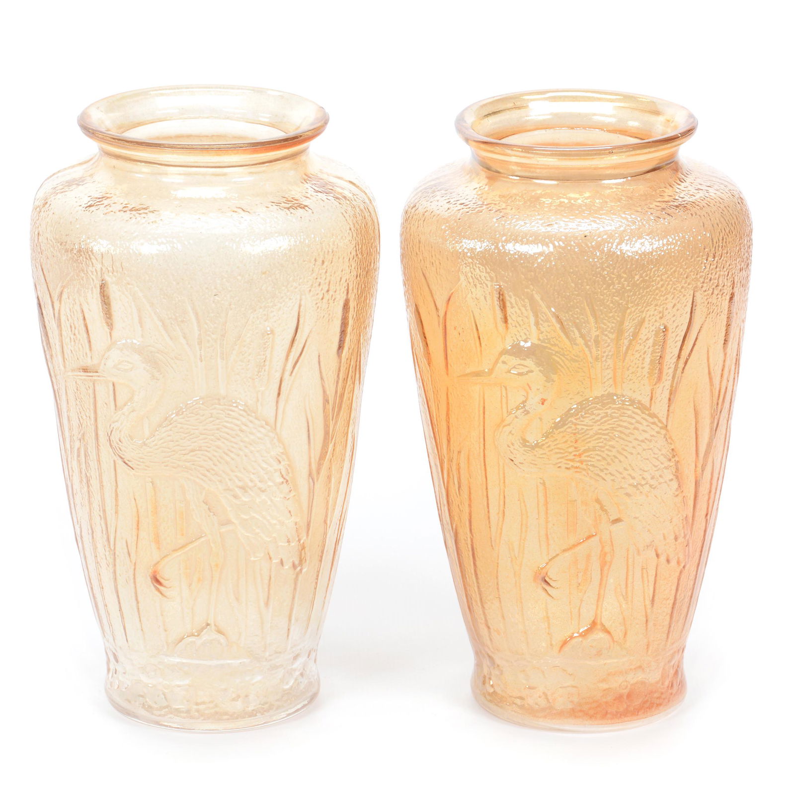 (2) Carnival Glass Vases, Stork Vase By Jenkins (1 of 3)