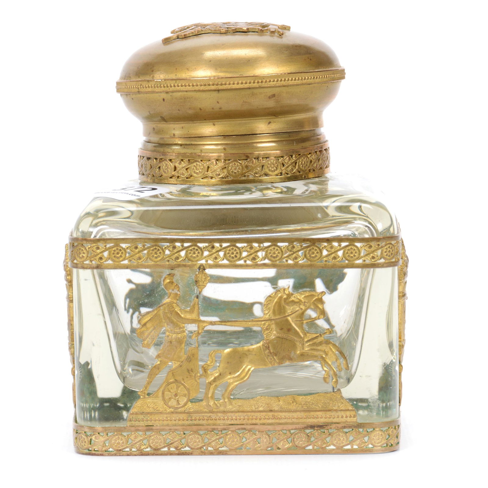 Inkwell, Solid Clear Glass With Ray Cut Base (1 of 5)