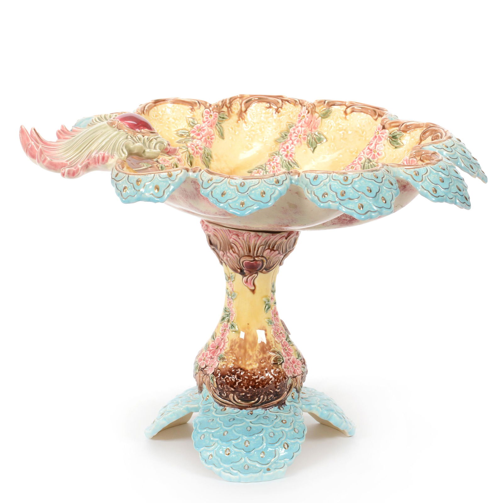 Majolica Compote Marked Eichwald (1 of 3)