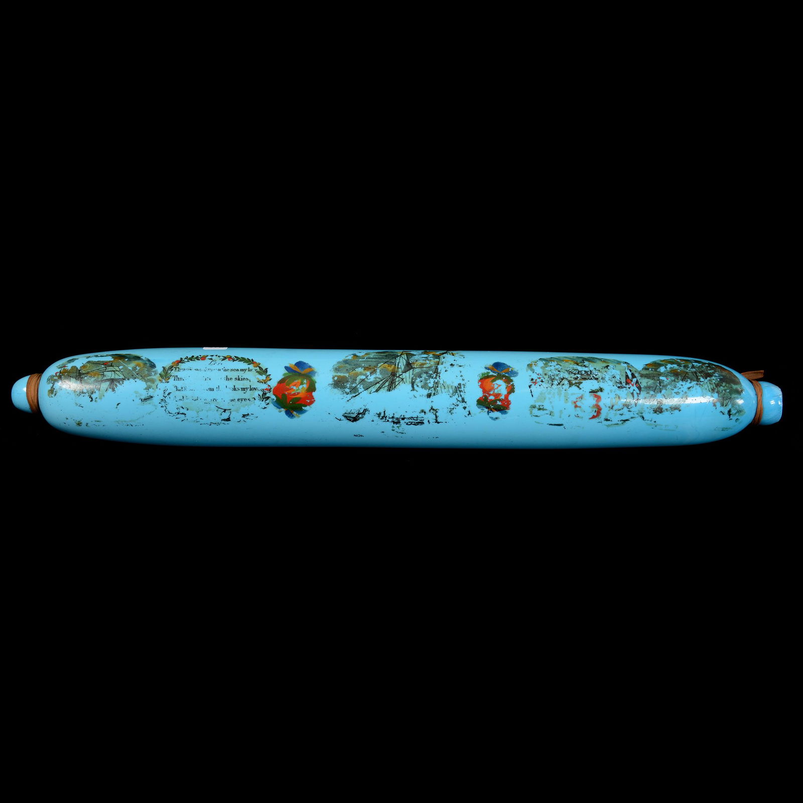 Novelty Rolling Pin, Blue Opaque Art Glass (1 of 5)