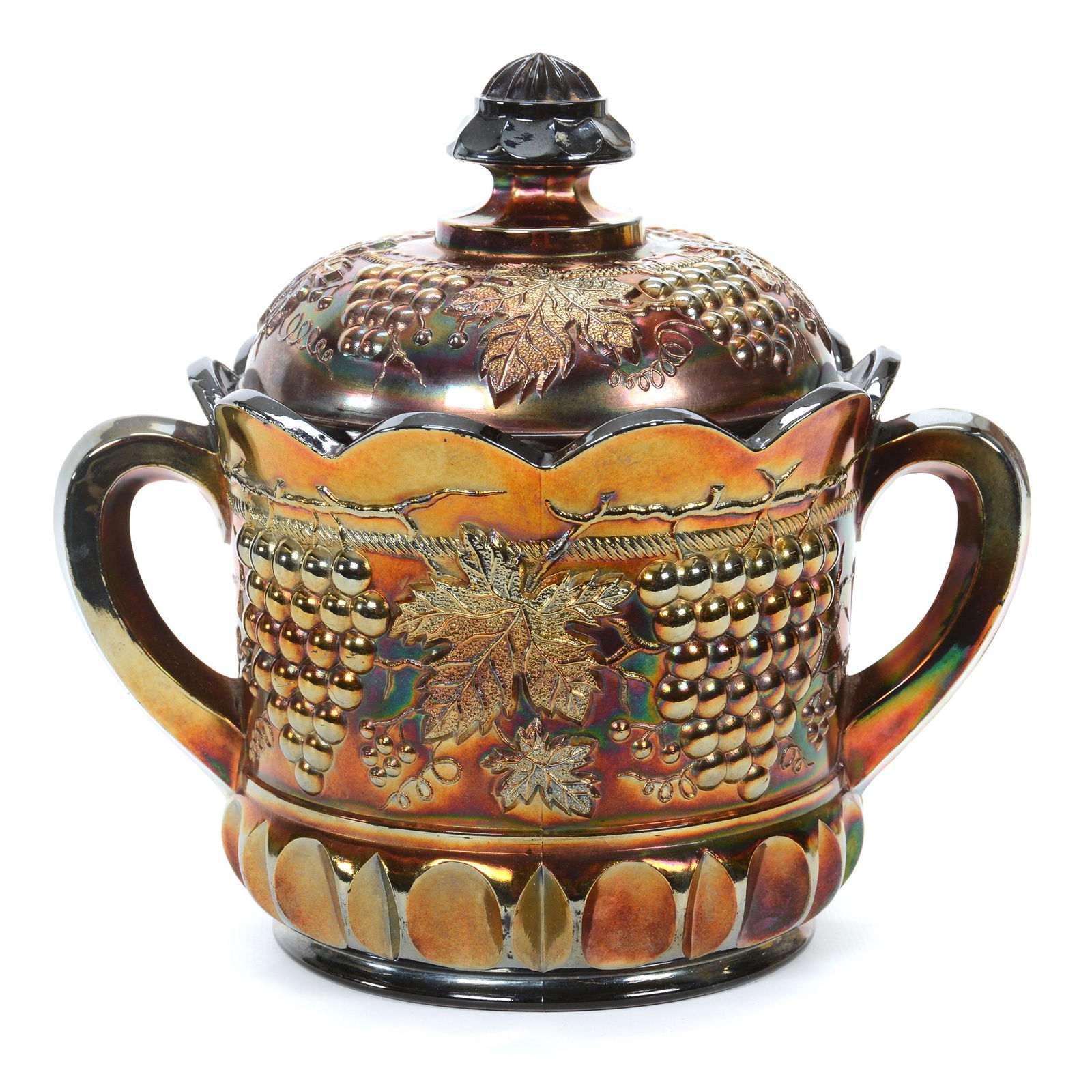 Carnival Glass Cracker Jar, Northwood Grape And Cable (1 of 3)