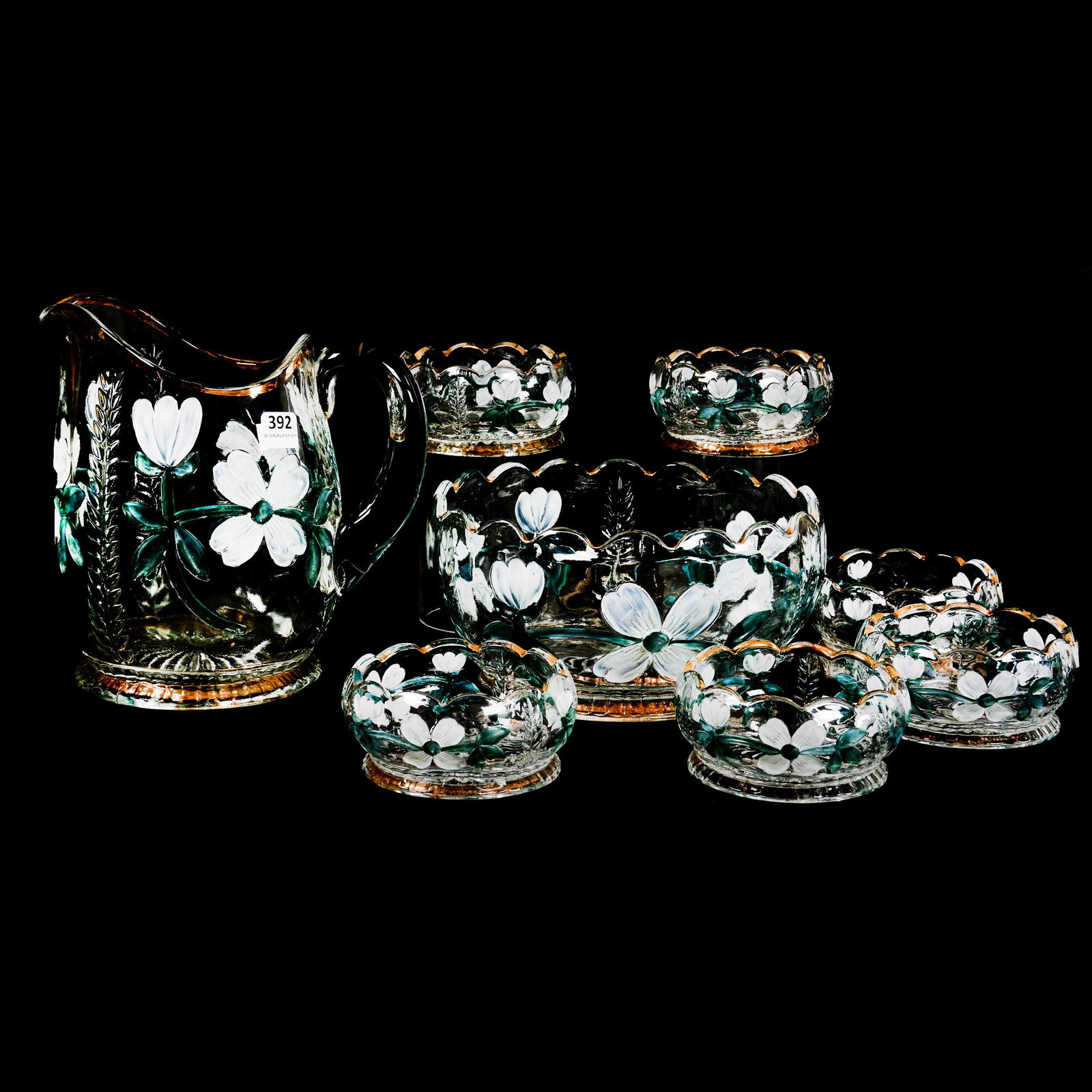 Pattern Glass Set, Eight Piece, Art Navo Pattern (1 of 2)