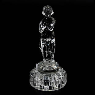 Figural Flower Frog, Nude By Cambridge: Figural Flower Frog, Nude By Cambridge, 8.5" x 4", Clear Glass, Private Collection