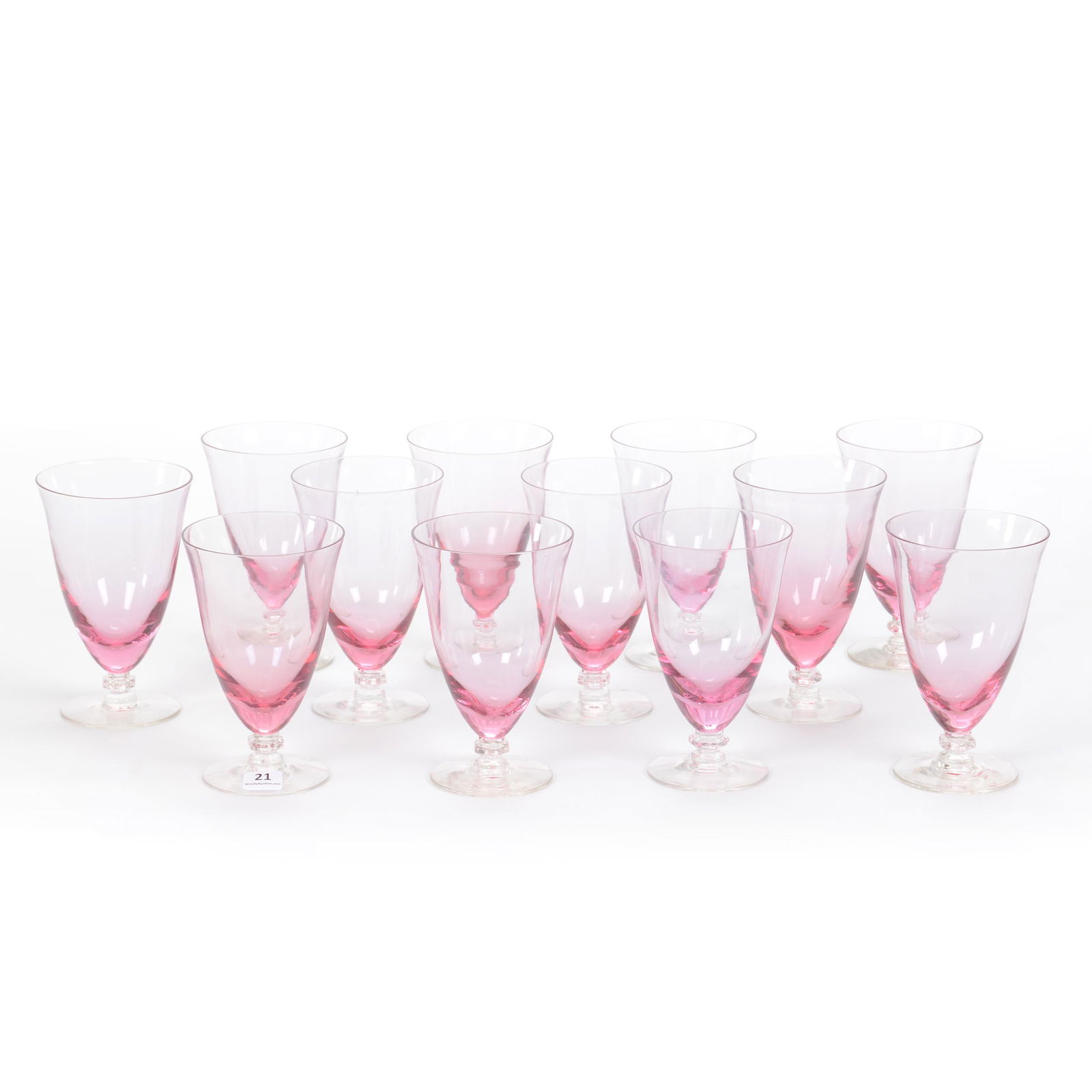 (12) Goblets, Pink Rose Color Bowl (1 of 2)