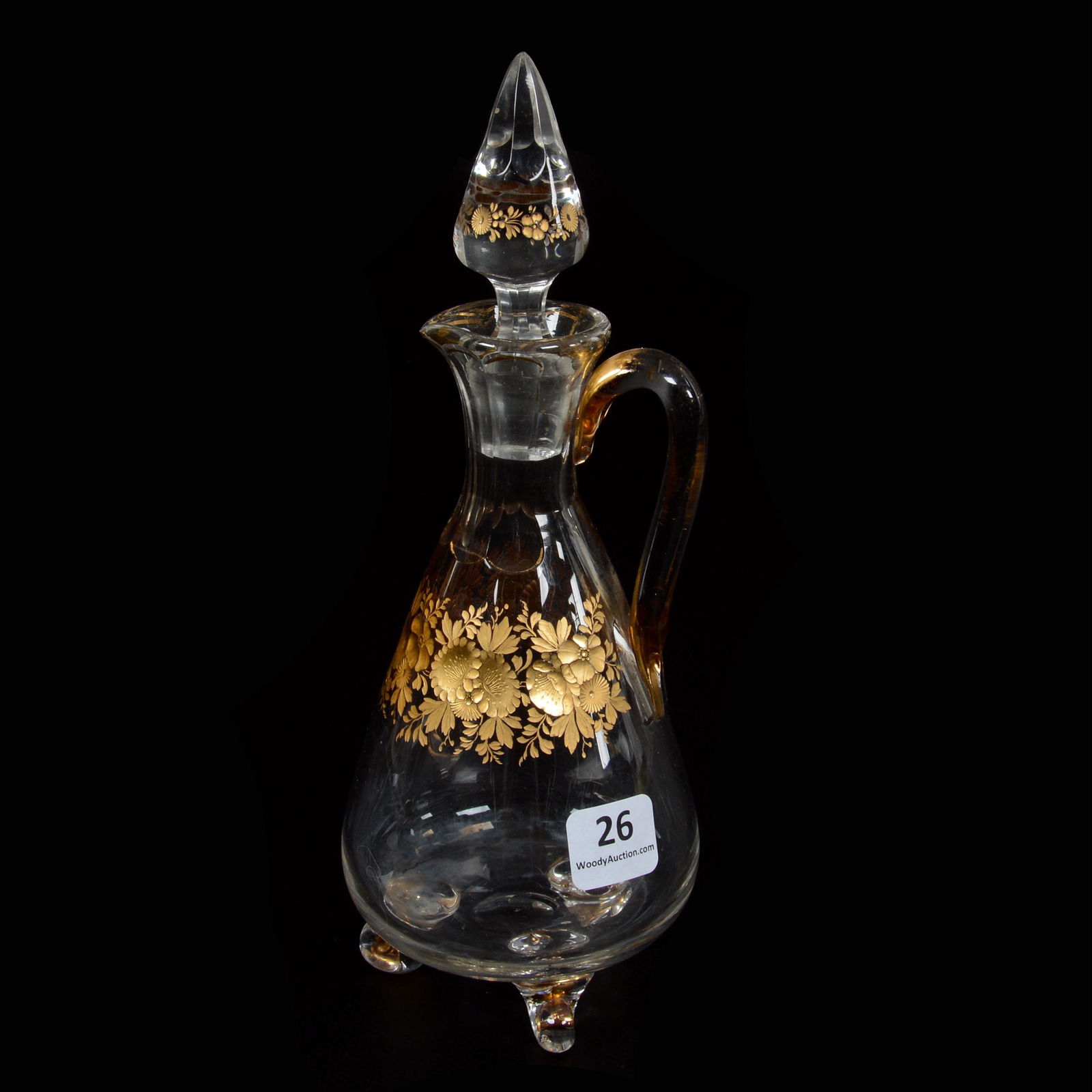 Footed Cruet, Clear W/Engraved Floral Decor (1 of 4)