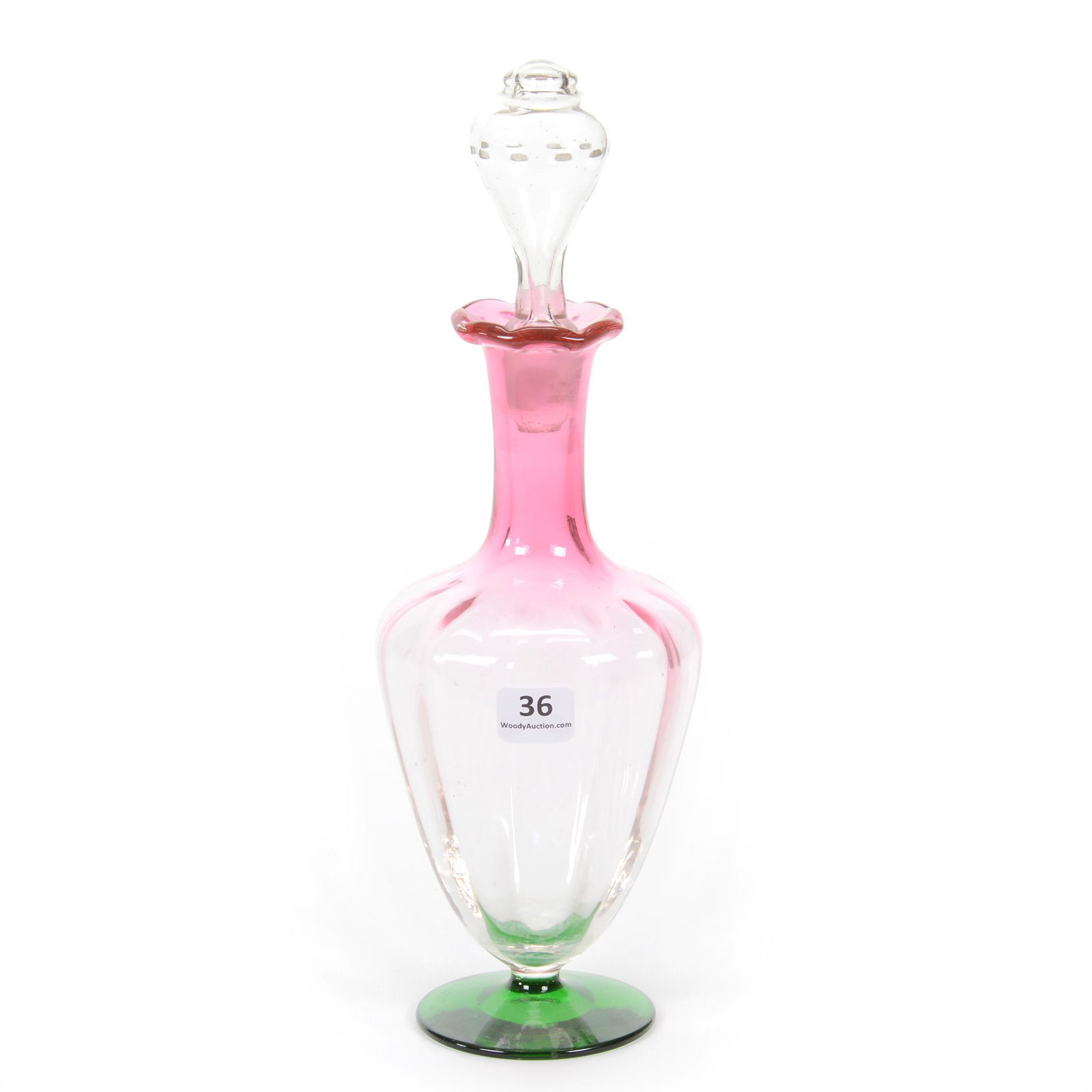 Pedestal Decanter, Rubina Optic Rib Body (1 of 2)