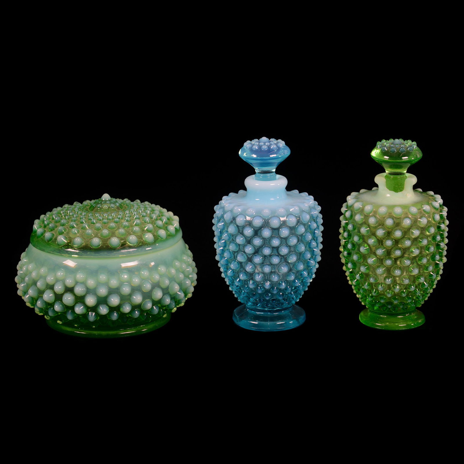 (3) Modern Opalescent Hobnail Art Glass Items (1 of 4)