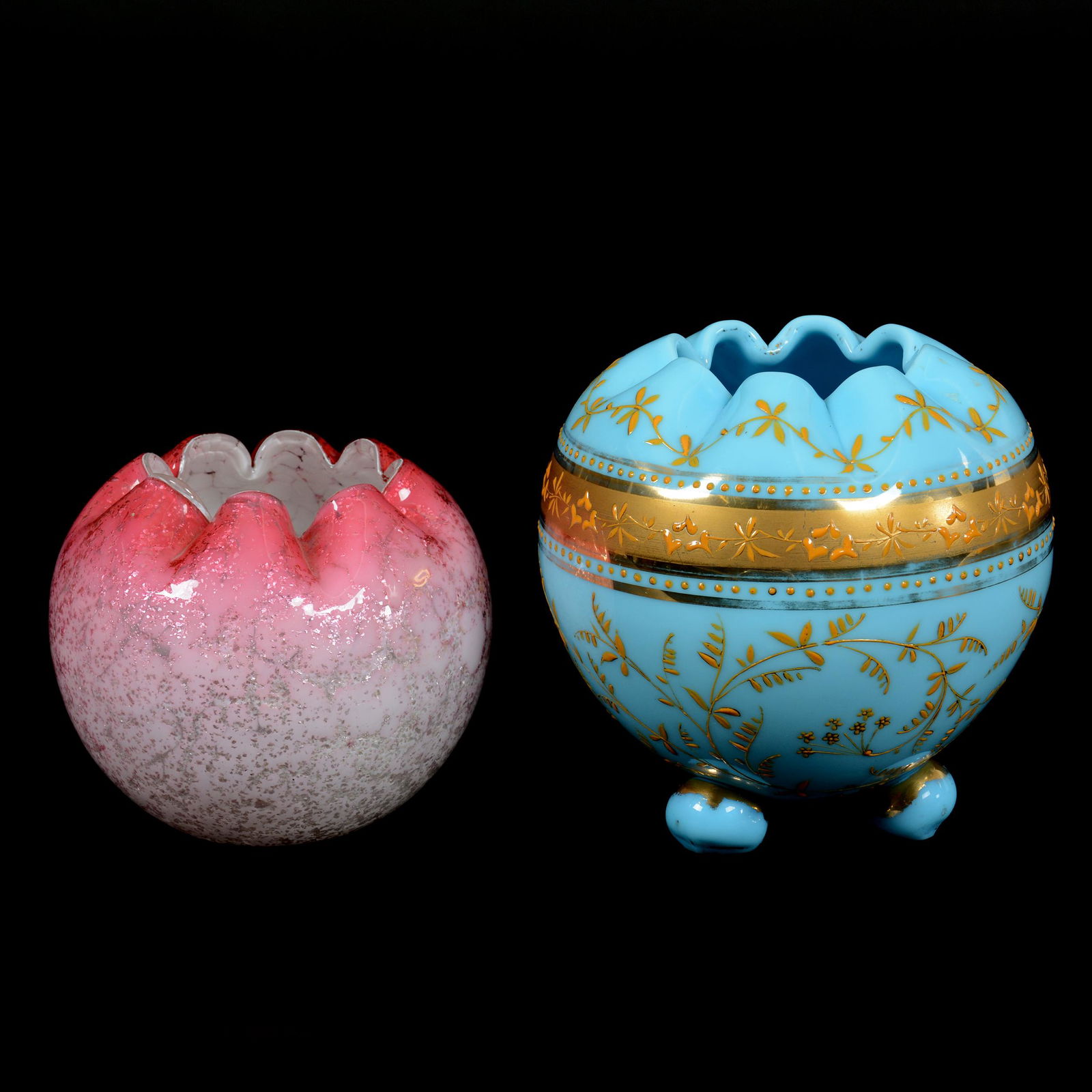 (2) Art Glass Rose Bowls (1 of 3)