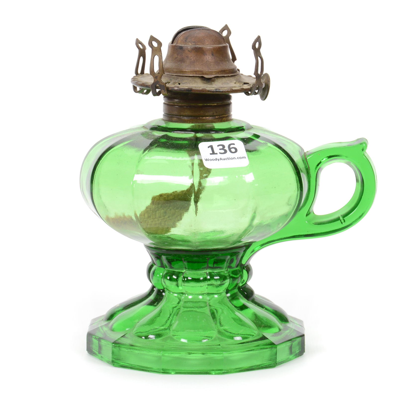 Finger Lamp, Kerosene, Solid Green Glass (1 of 3)