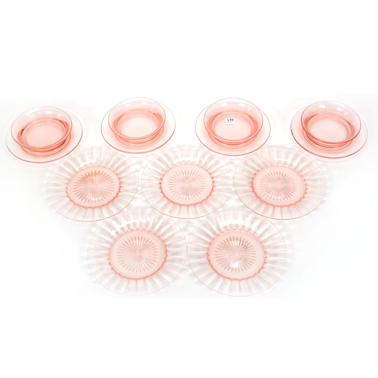 (9) Pink Depression Glass Items (1 of 3)