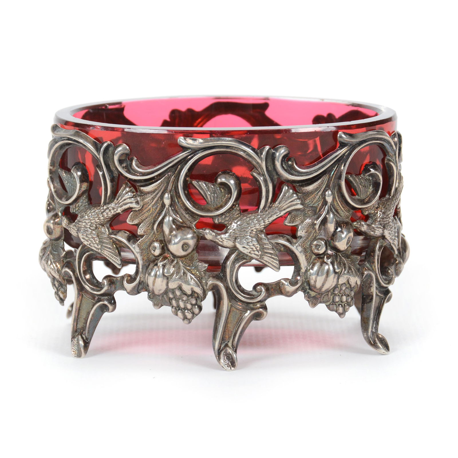 Master Salt, Cased Cranberry Art Glass Insert (1 of 3)