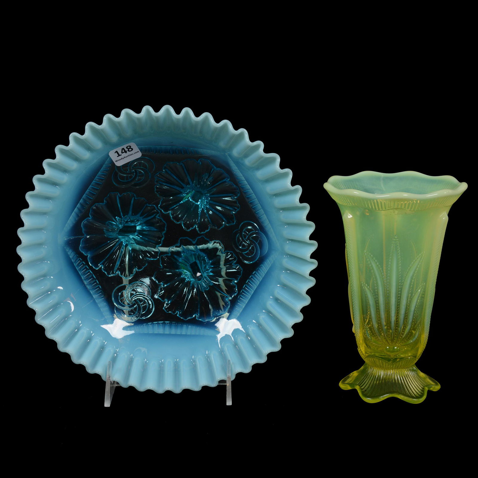(2) Opalescent Pattern Glass Items (1 of 2)