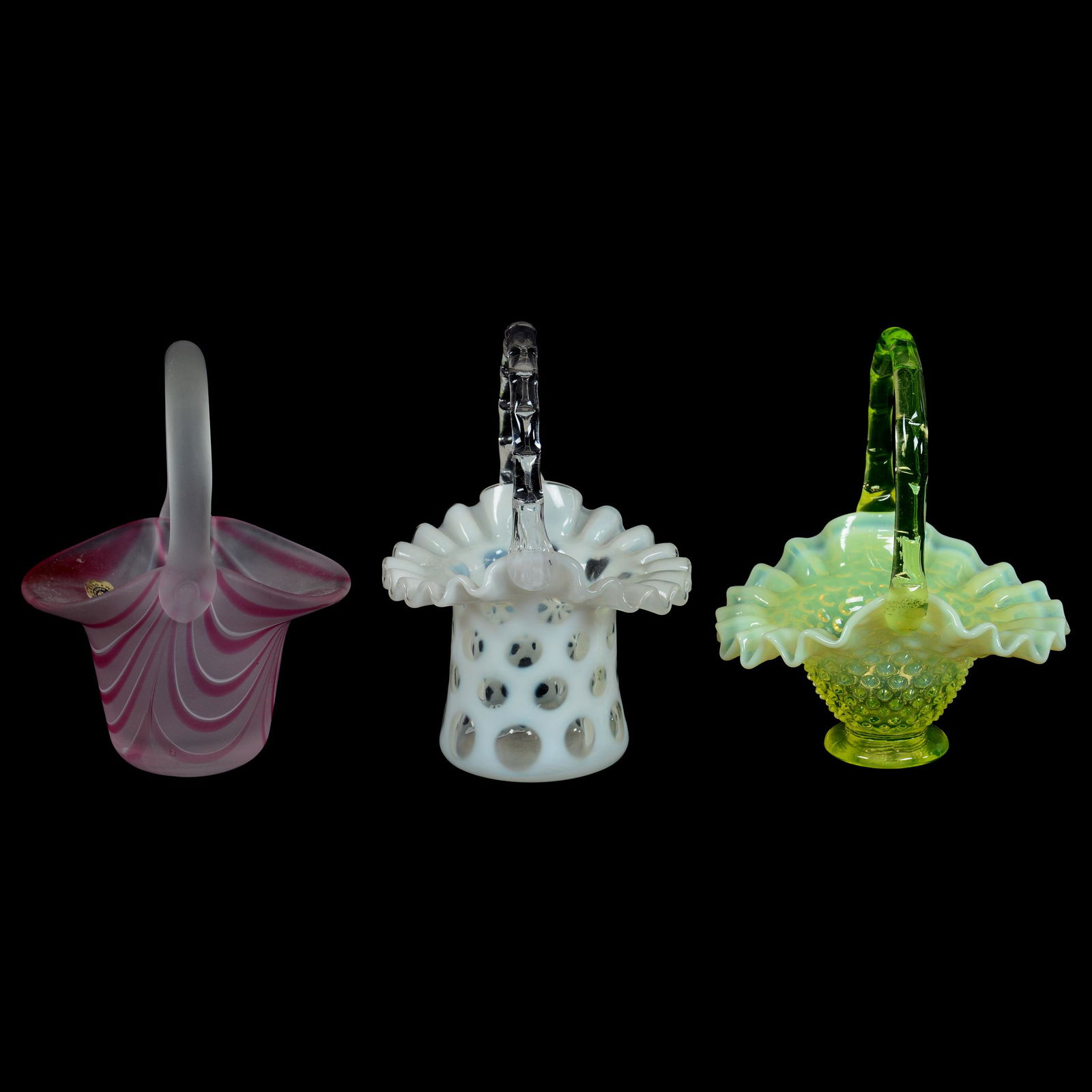 (3) Modern Art Glass Baskets (1 of 3)